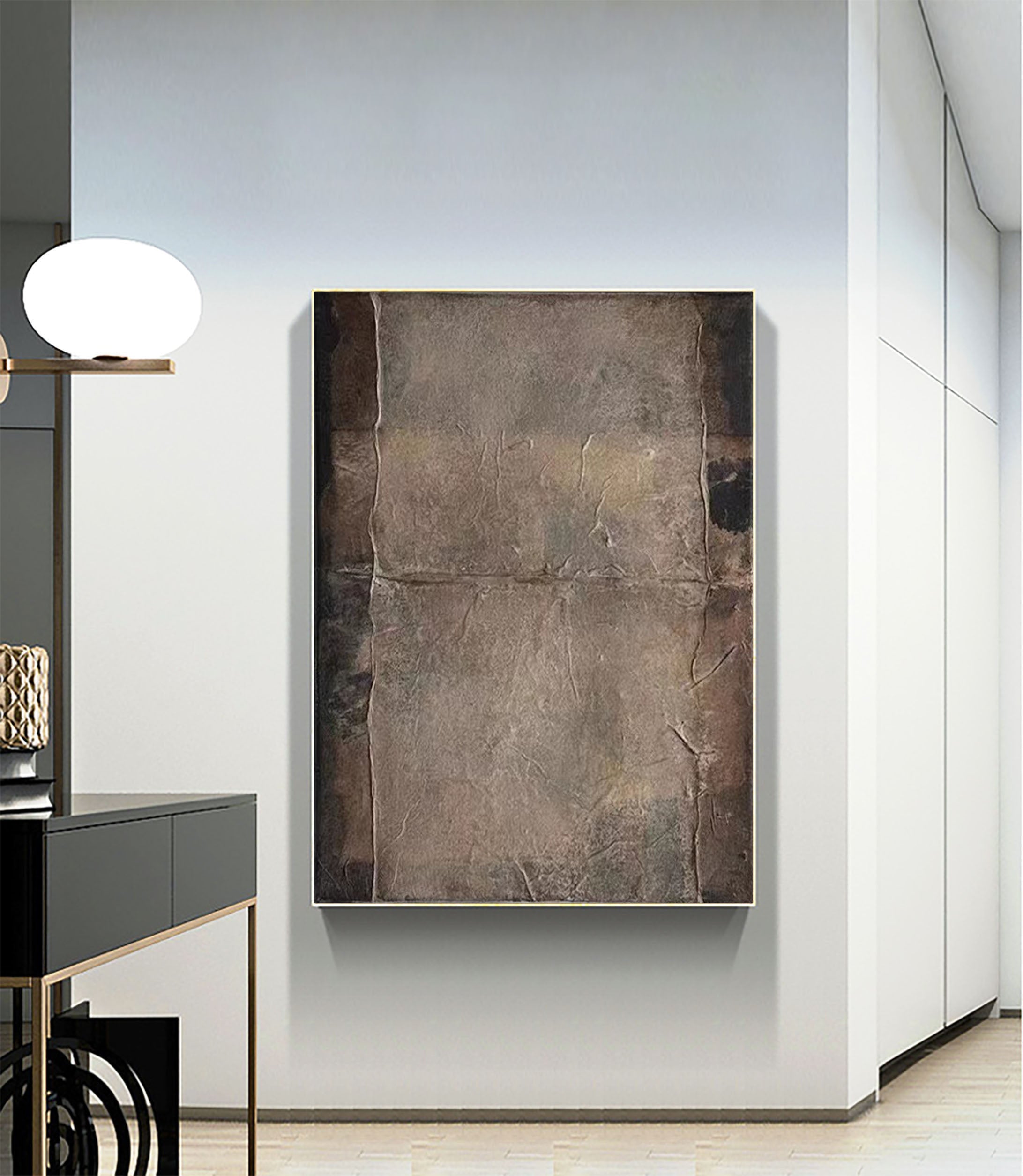 Beige & Brown Abstract Painting #LL 017