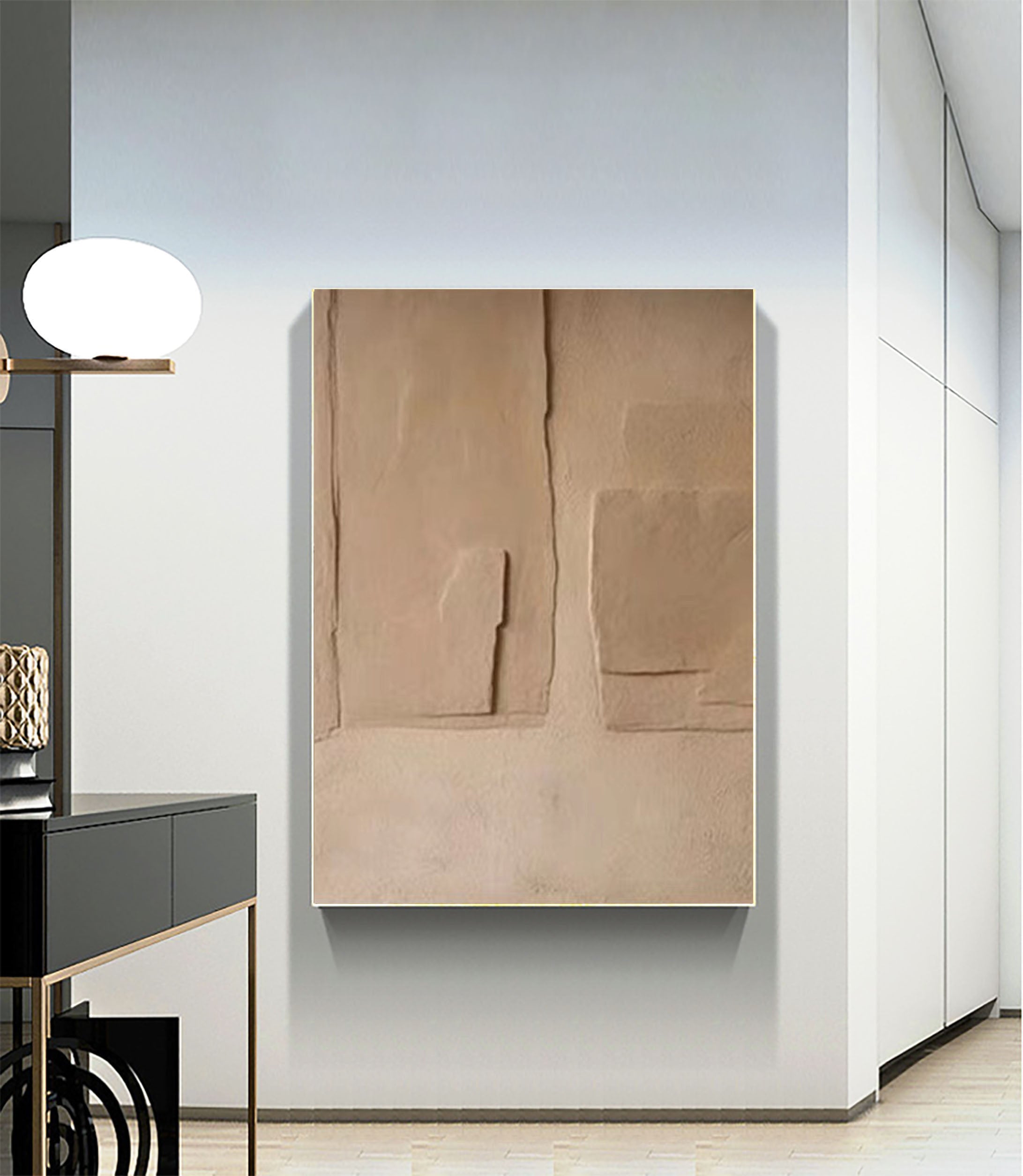 Beige & Brown Abstract Painting #LL 020