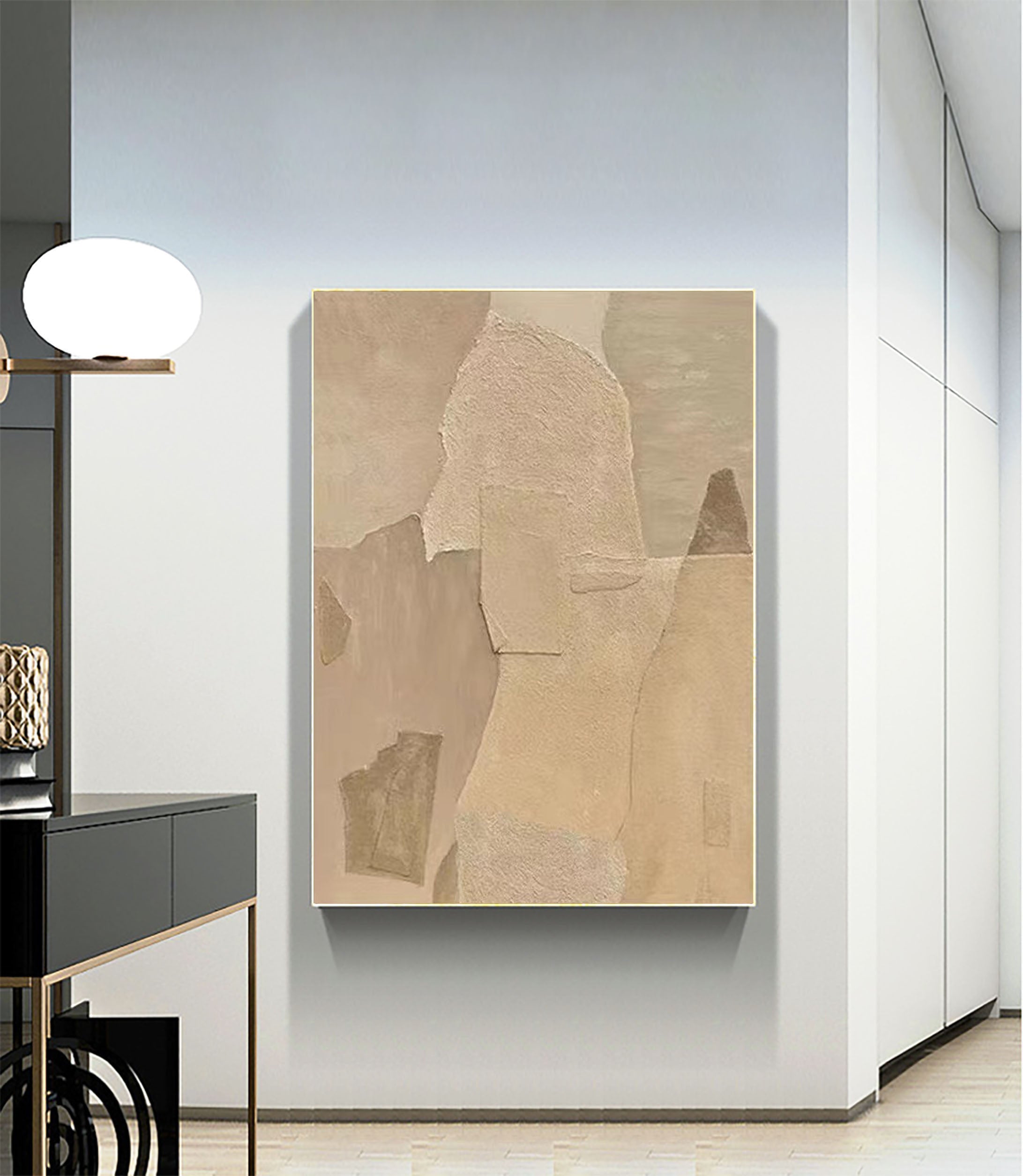 Beige & Brown Abstract Painting #LL 016