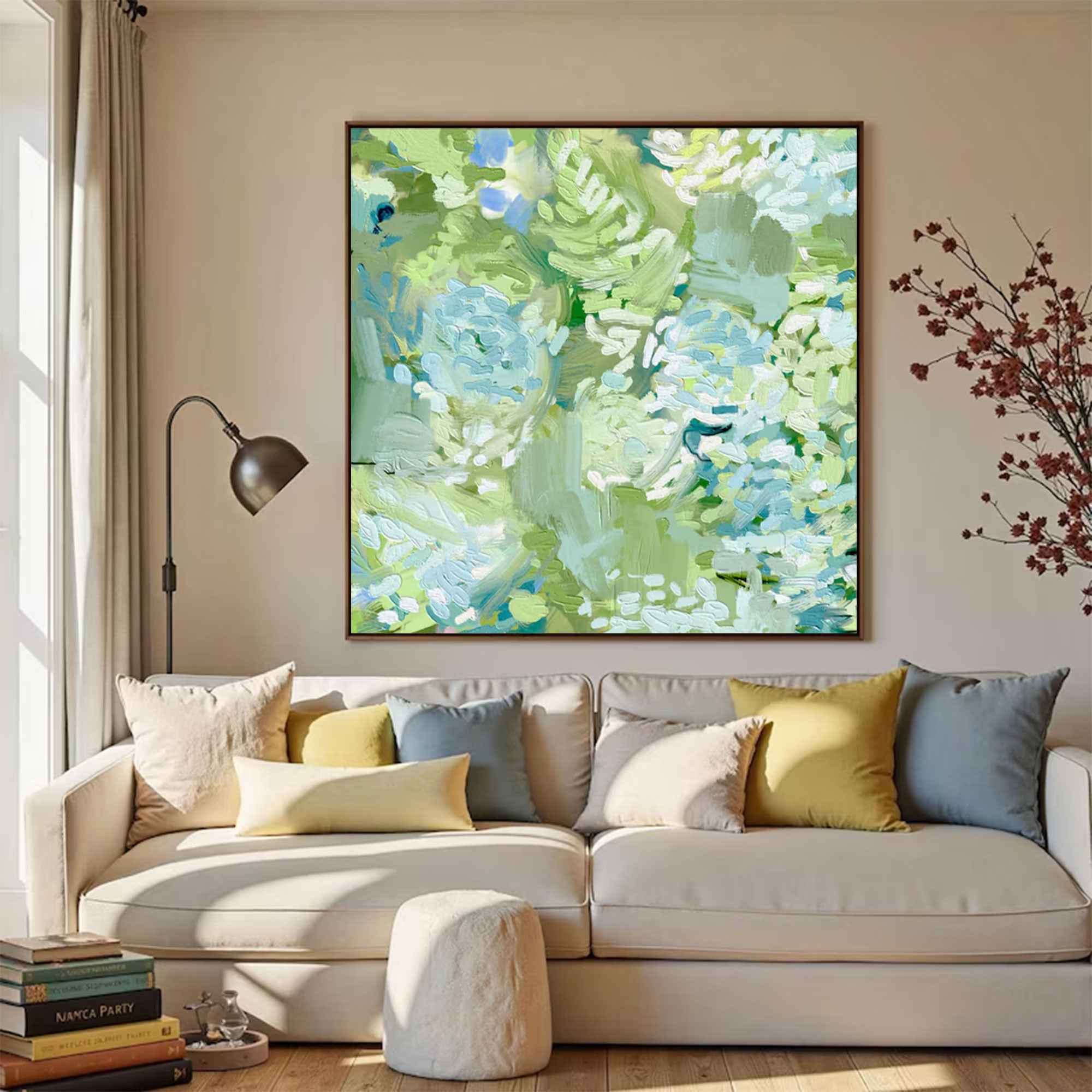 Large Square Impasto Green Floral Art | ArtvistaGallery  #WGA 032