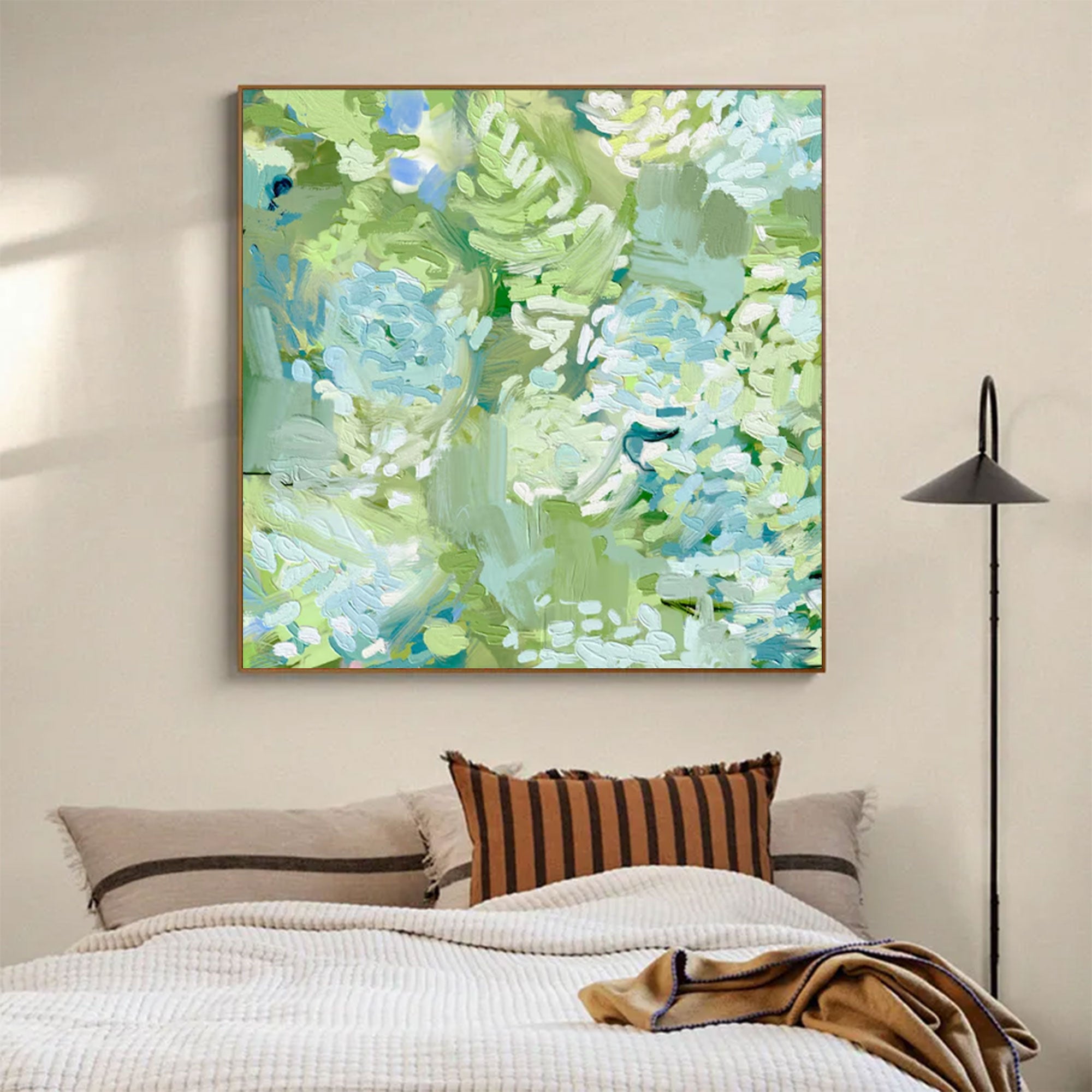 Large Square Impasto Green Floral Art | ArtvistaGallery  #WGA 032