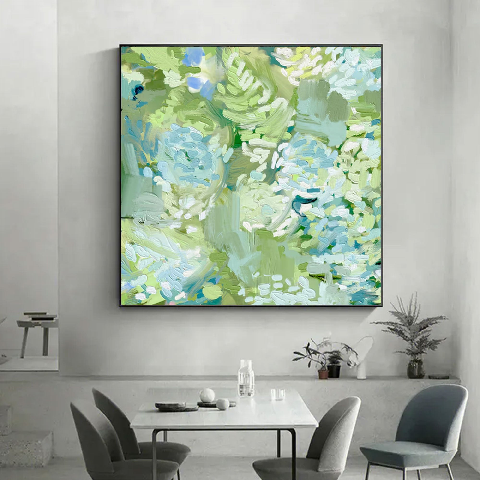 Large Square Impasto Green Floral Art | ArtvistaGallery  #WGA 032