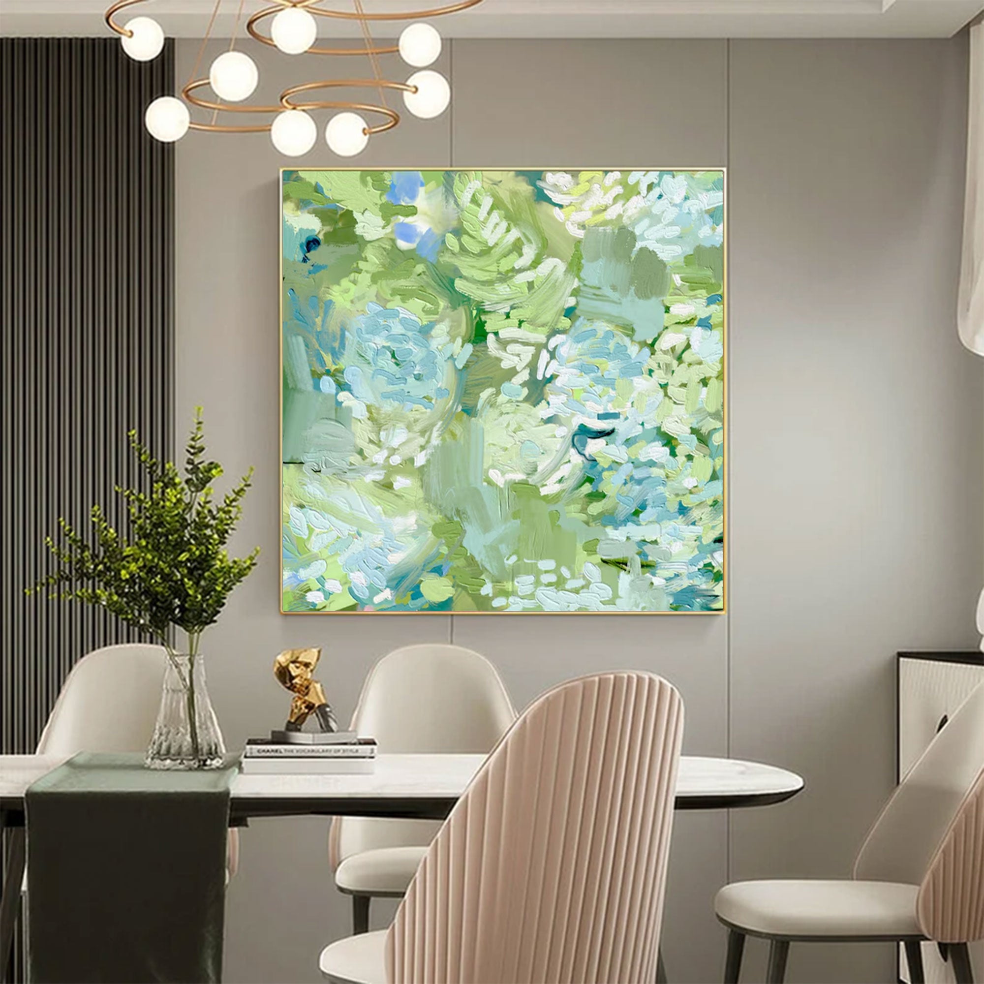 Large Square Impasto Green Floral Art | ArtvistaGallery  #WGA 032