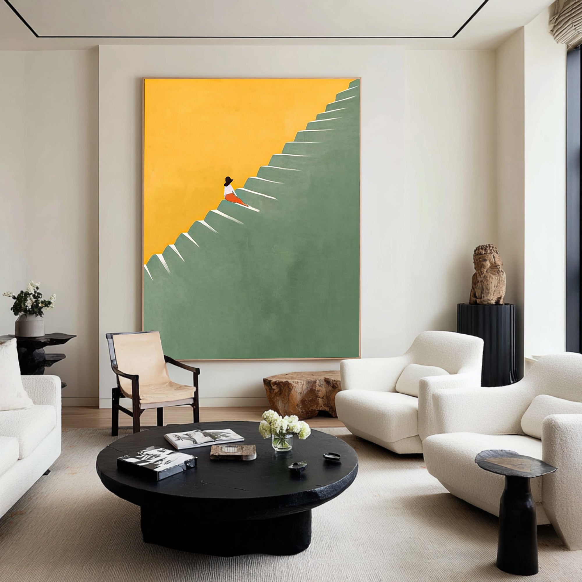 Large Abstract Oil Painting Minimalist Figure Art, Modern Statement Wall Art for Interior | ArtvistaGallery #WAB 011