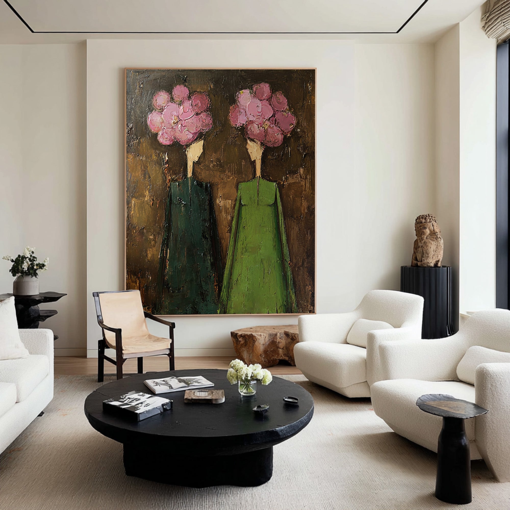 Large Contemporary Figurative Oil Painting – Statement Canvas Art for Entryway Wall #WAB 038