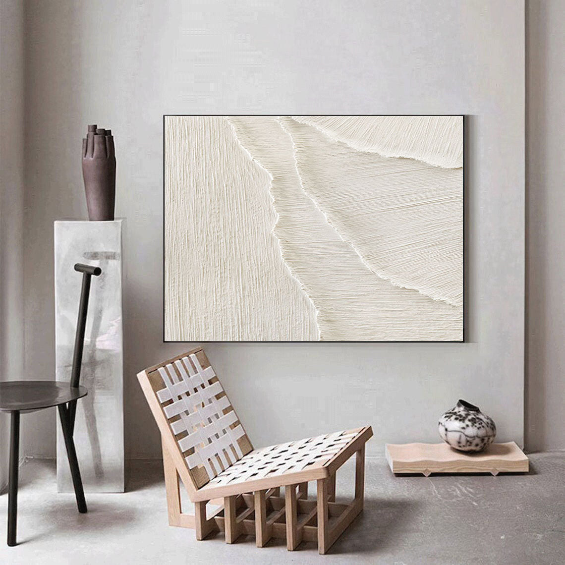 White Minimalist Abstract Painting #CXA 018