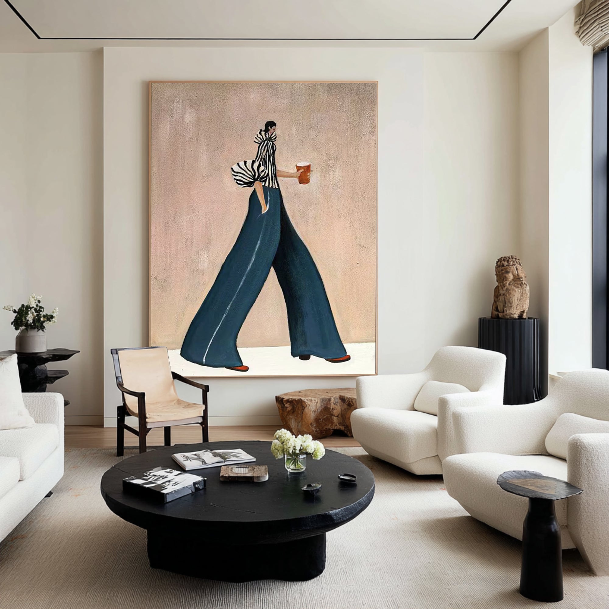 Large Fashion Woman Painting Modern Minimalist Figurative Wall Art