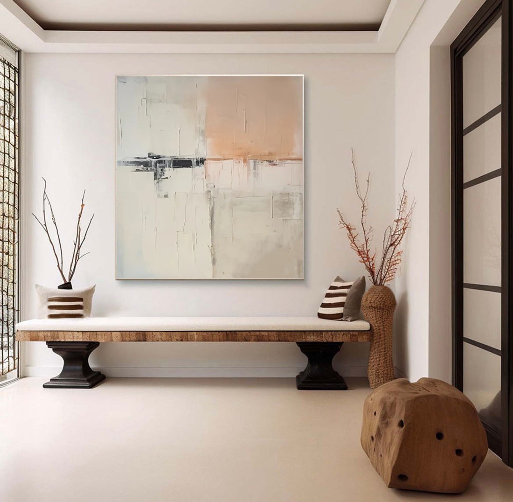 Abstract Beige & Peach Art, Minimalist Scandinavian Style #BGA 138
