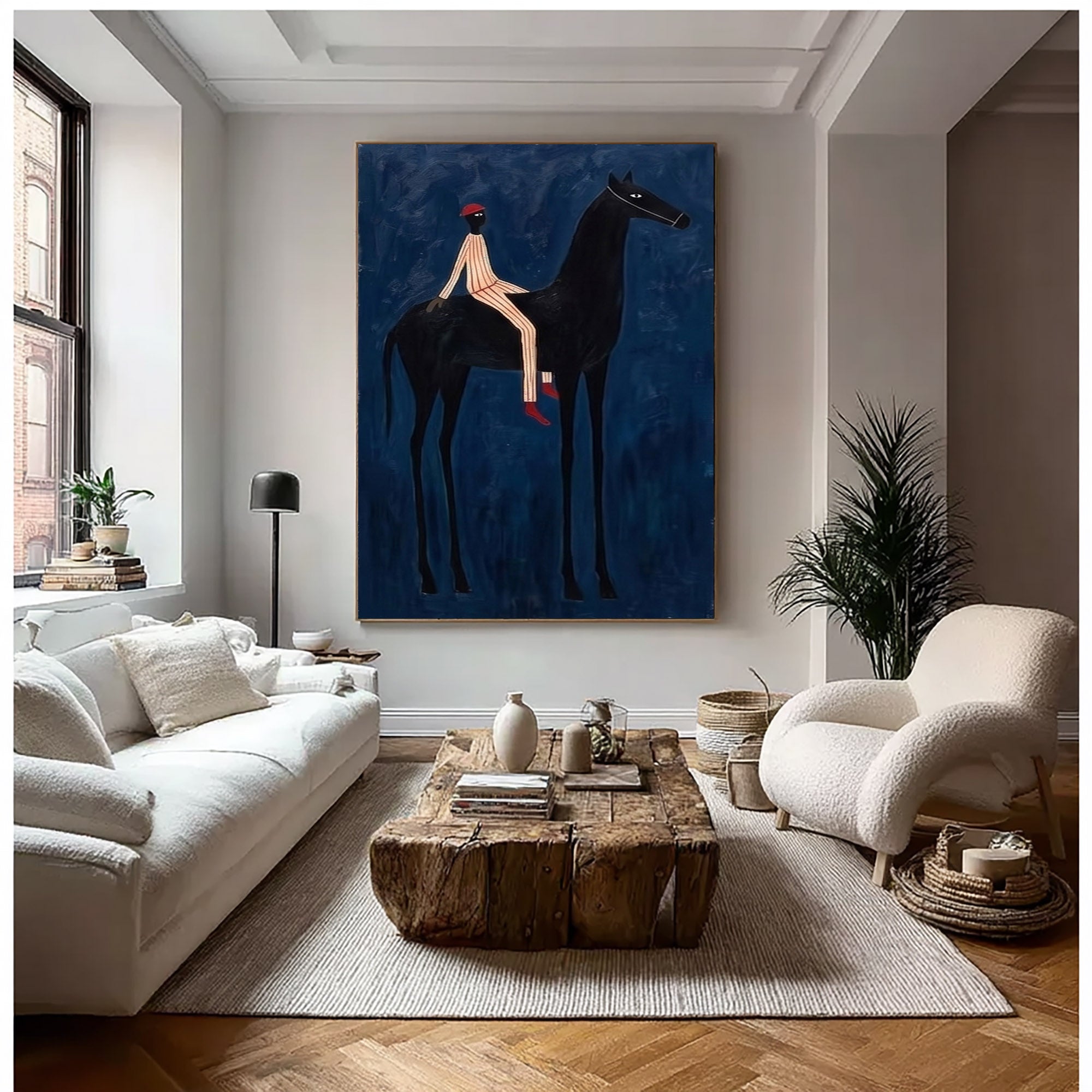 Large Modern Cowboy Wall Art Contemporary Equestrian Painting