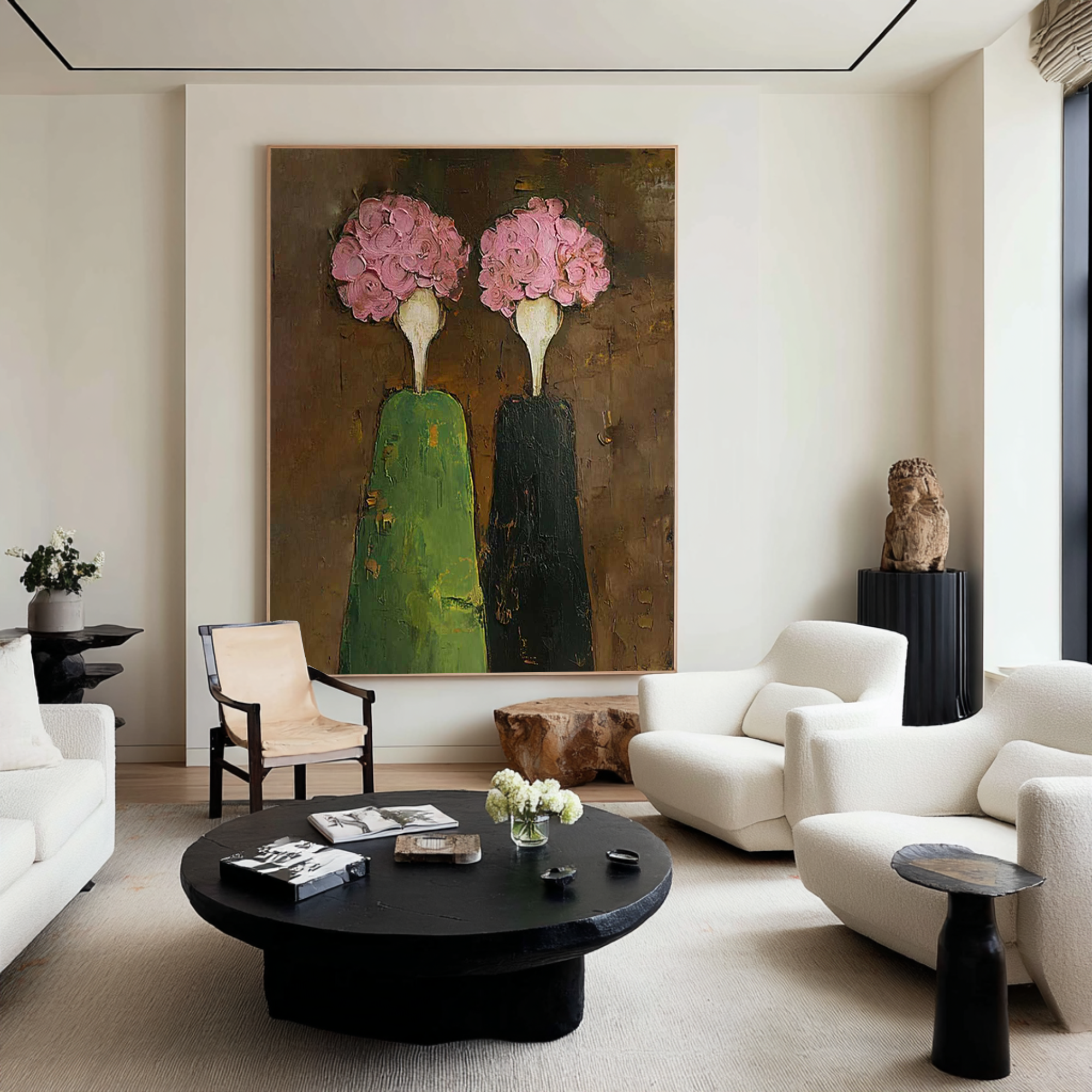 Large Contemporary Figurative Oil Painting – Statement Canvas Art for Entryway Decor #WAB 043
