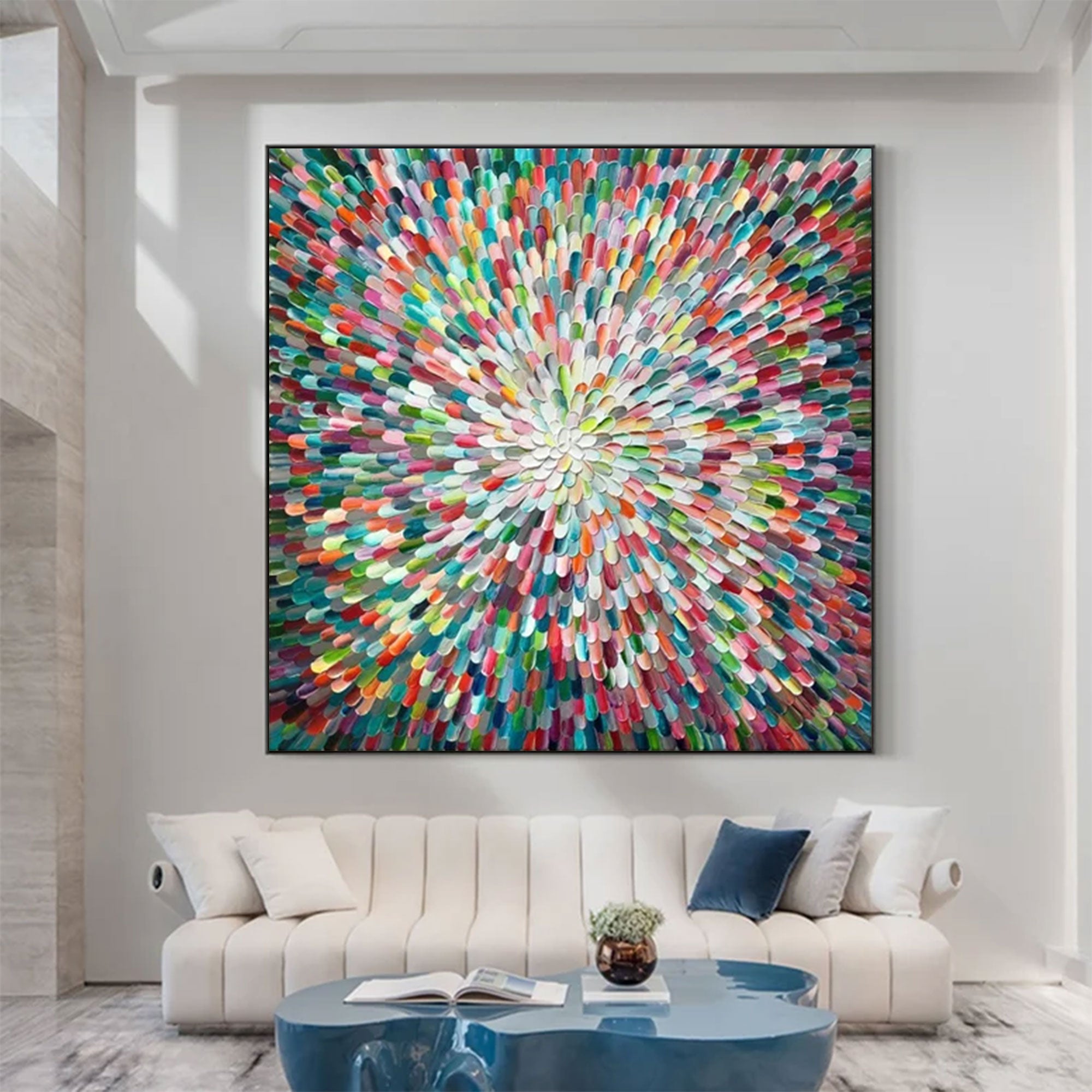Large Abstract Textured Rainbow Swirl | ArtvistaGallery  #WGA 033
