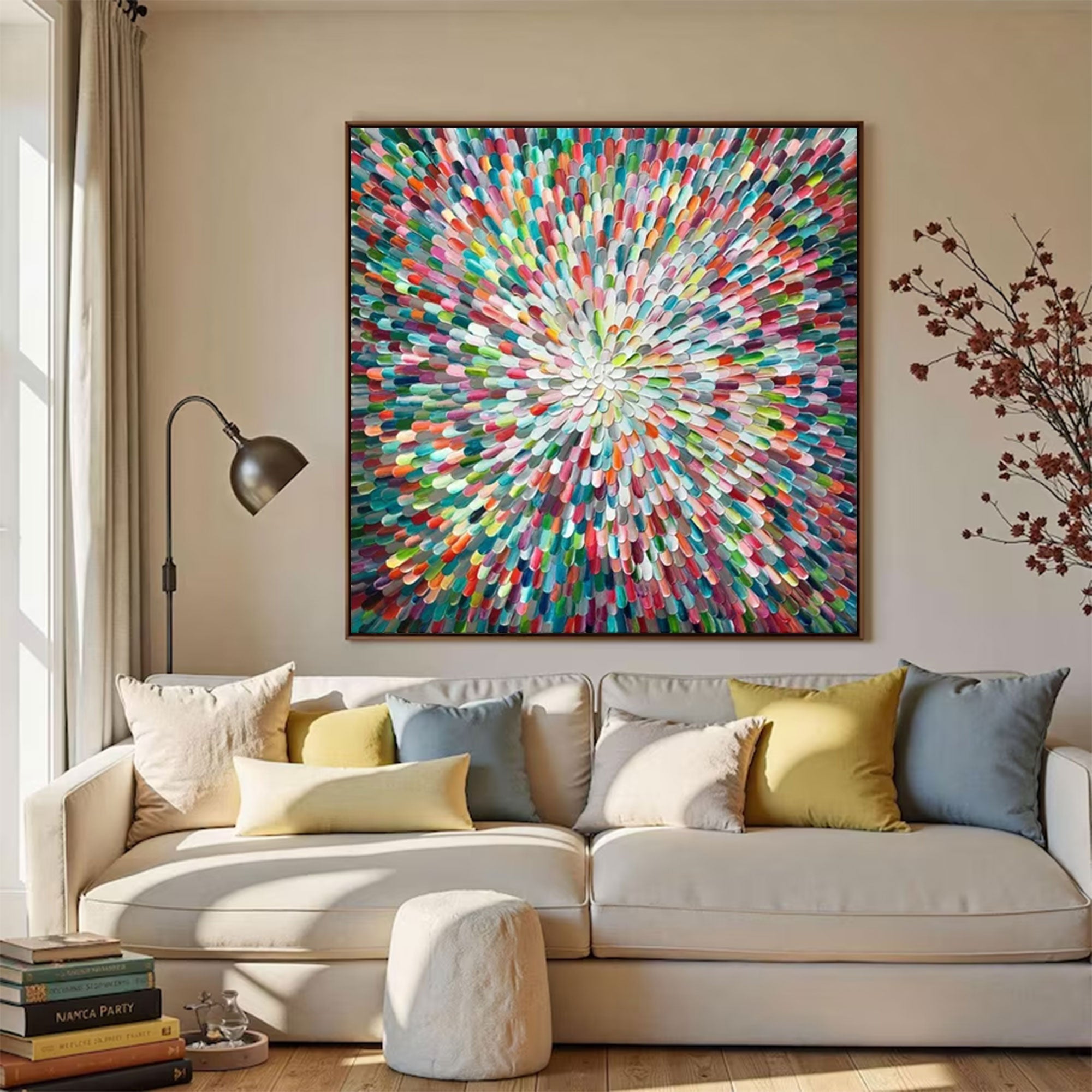 Large Abstract Textured Rainbow Swirl | ArtvistaGallery  #WGA 033