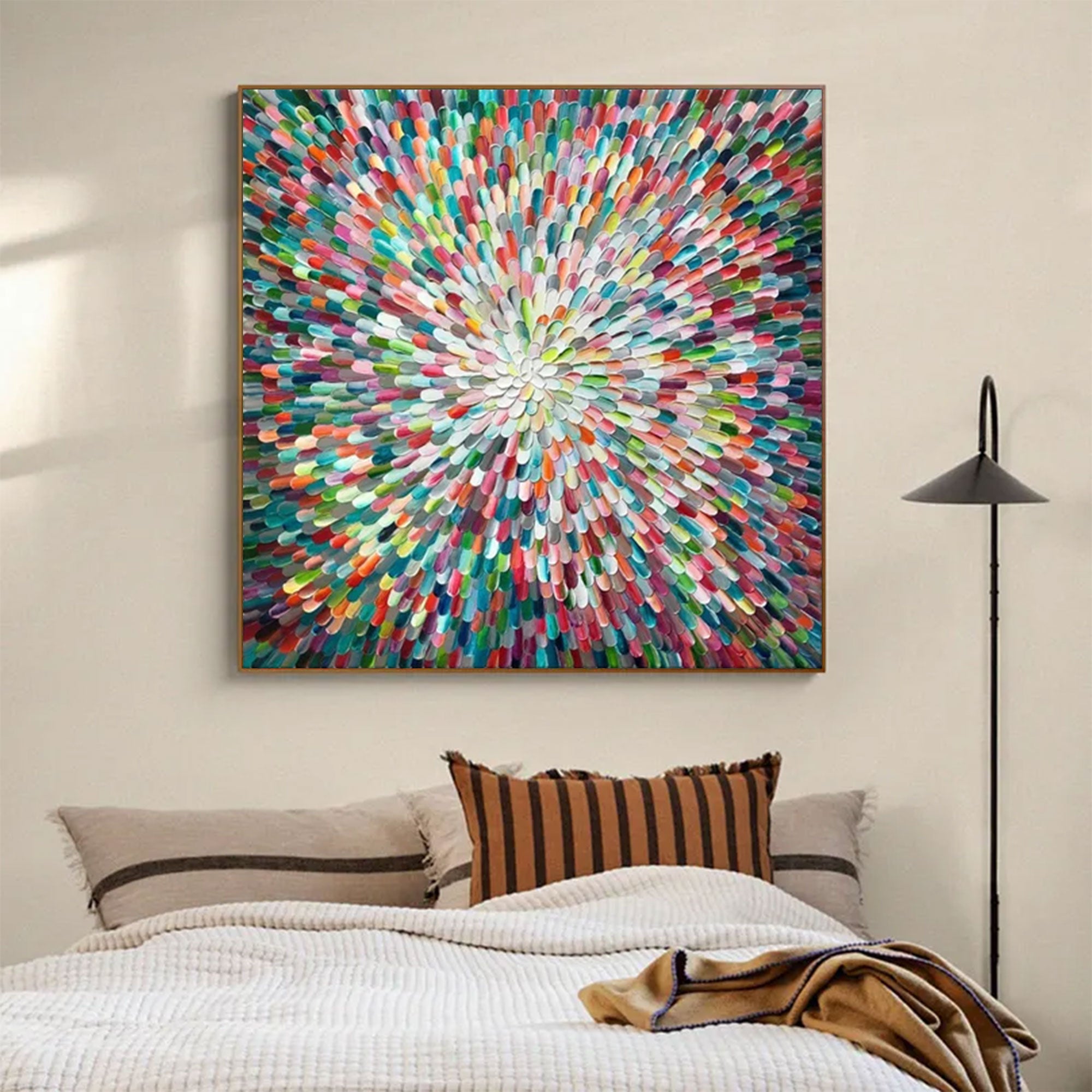 Large Abstract Textured Rainbow Swirl | ArtvistaGallery  #WGA 033