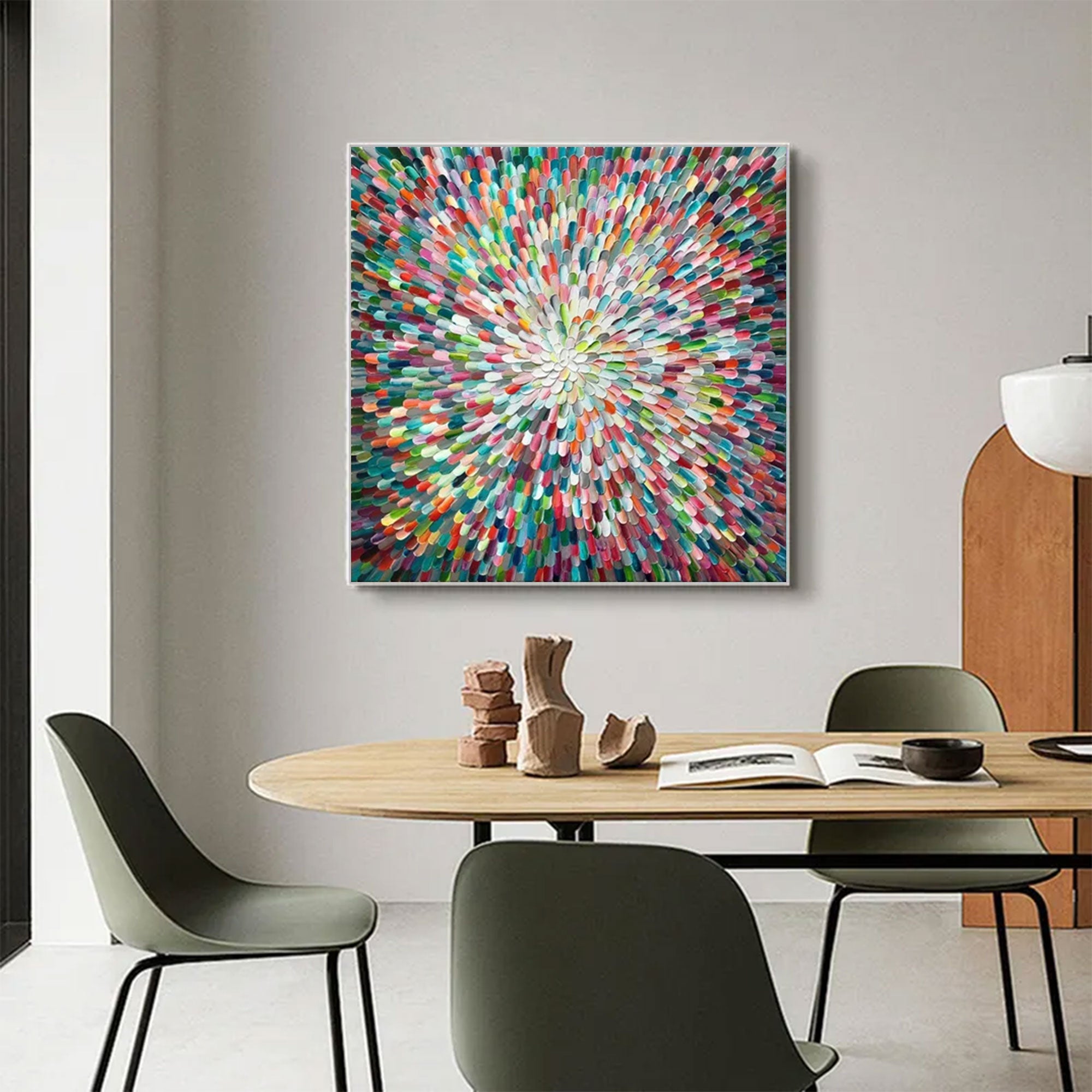 Large Abstract Textured Rainbow Swirl | ArtvistaGallery  #WGA 033