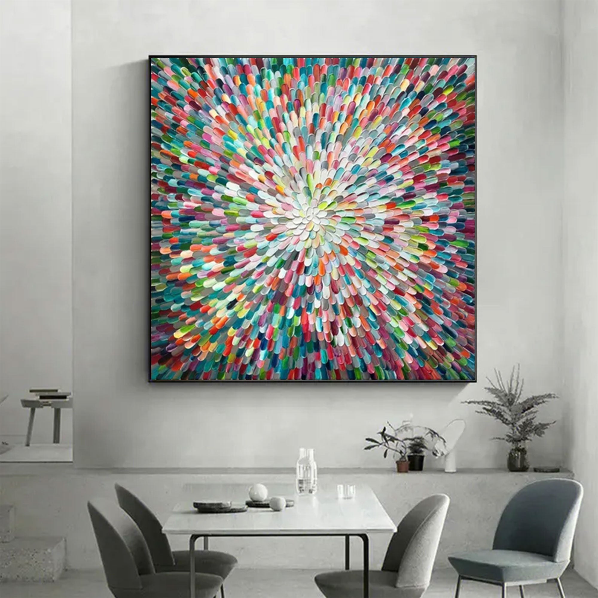 Large Abstract Textured Rainbow Swirl | ArtvistaGallery  #WGA 033