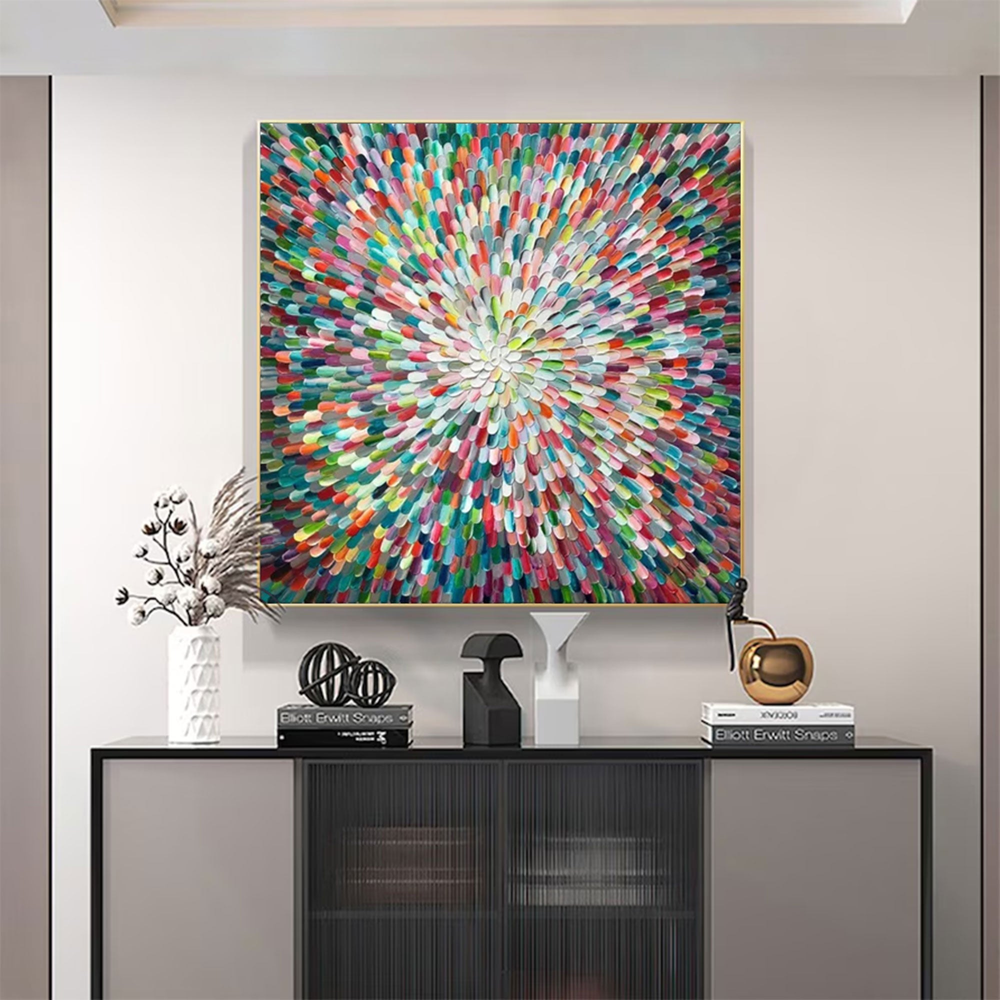 Large Abstract Textured Rainbow Swirl | ArtvistaGallery  #WGA 033