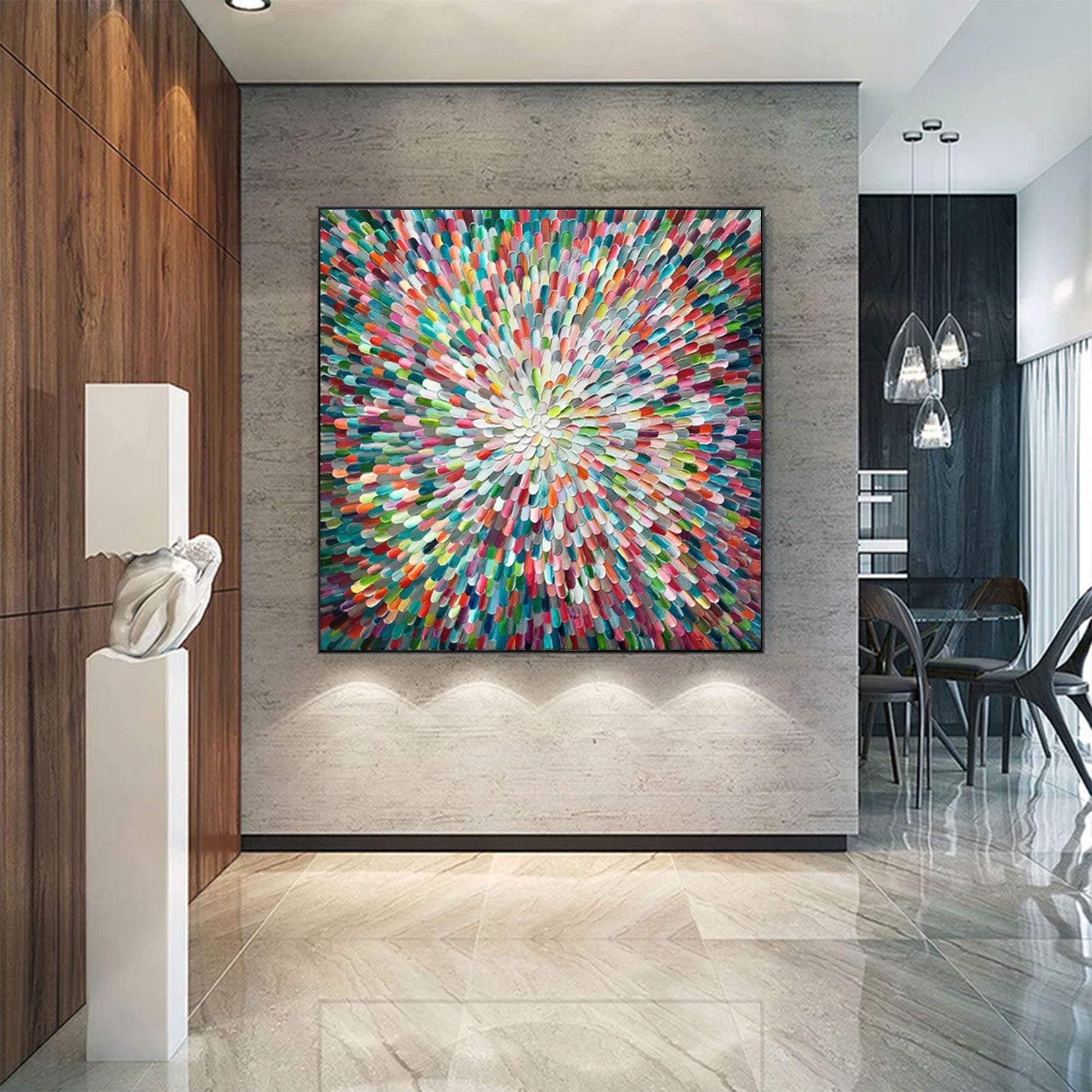Large Abstract Textured Rainbow Swirl | ArtvistaGallery  #WGA 033