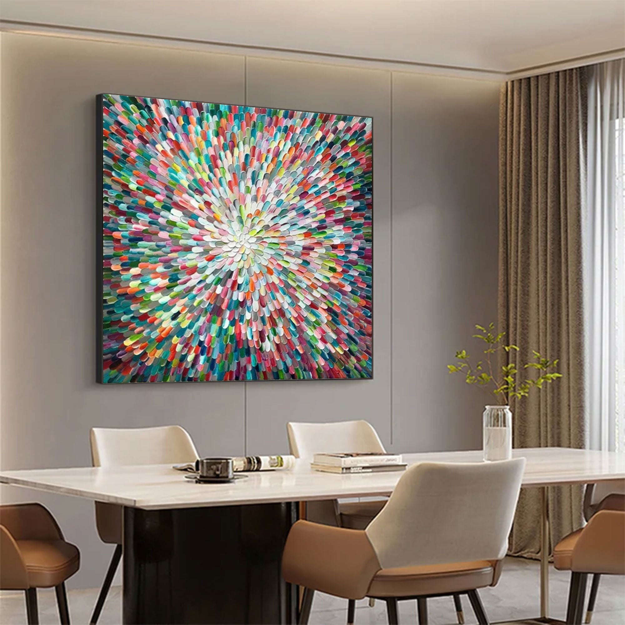 Large Abstract Textured Rainbow Swirl | ArtvistaGallery  #WGA 033