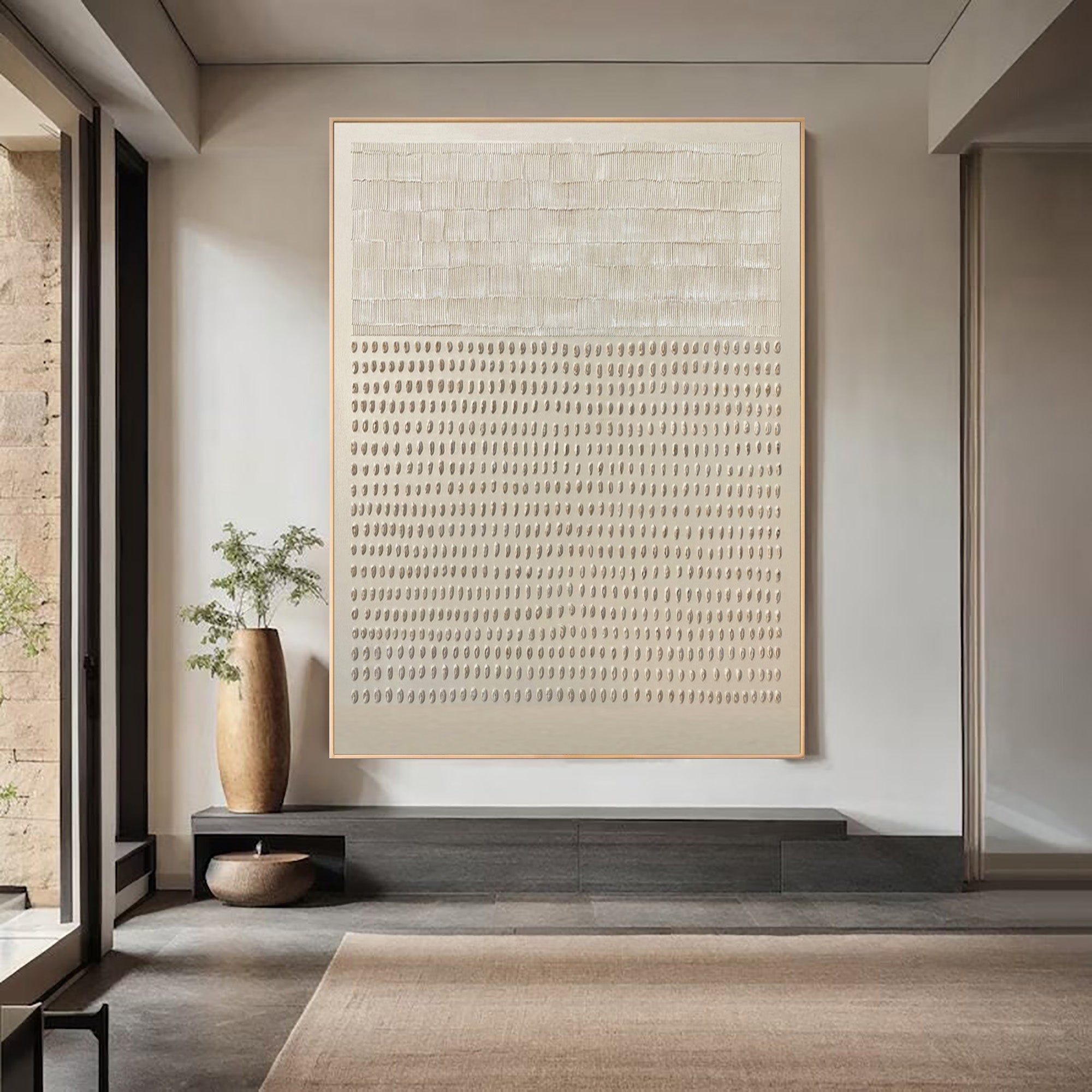 Modern Beige Textured Painting Statement Wall Decor #WG 045