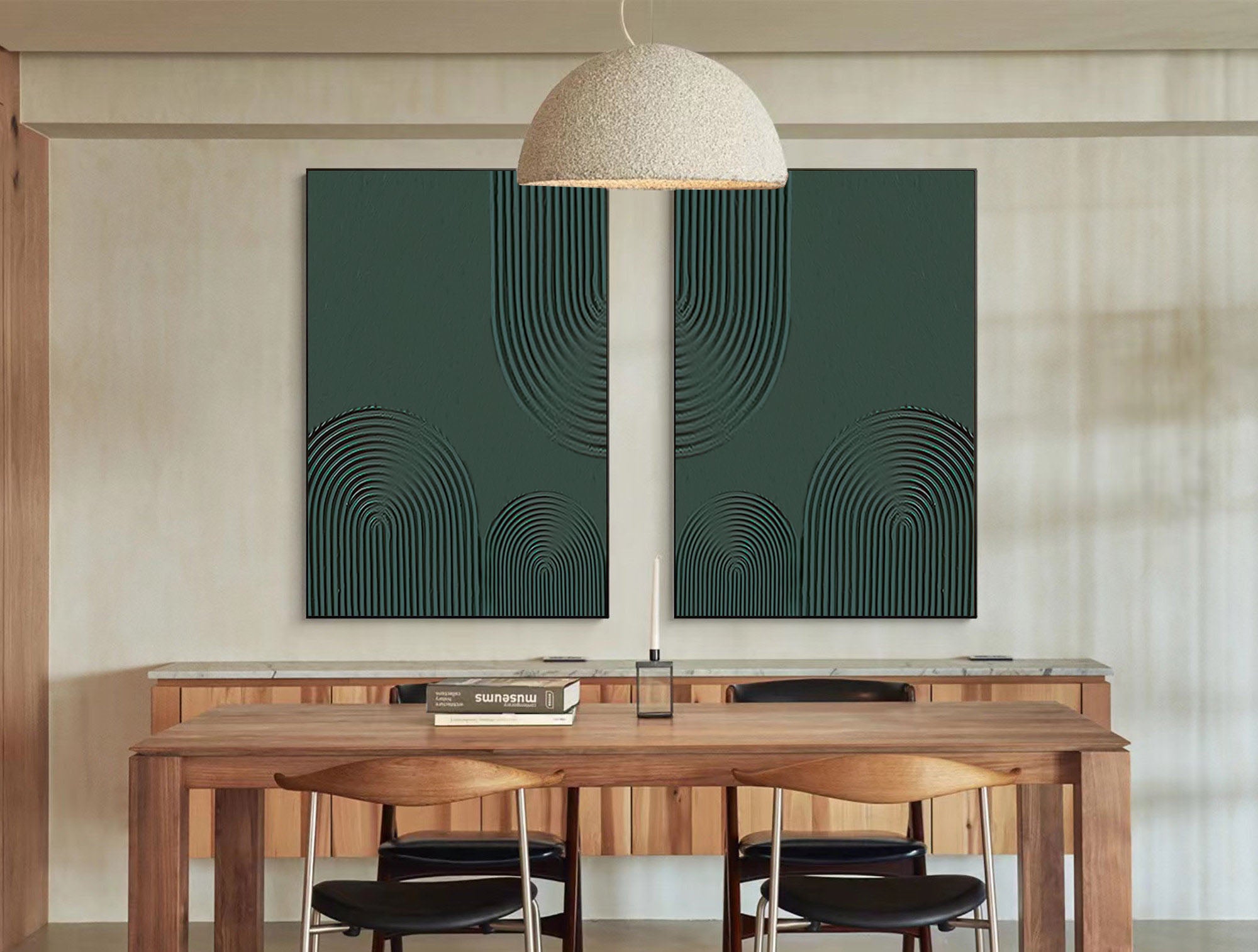 Geometric Style Wall Art  Modern Teal Oil Painting  SET OF 2 #BGS 003
