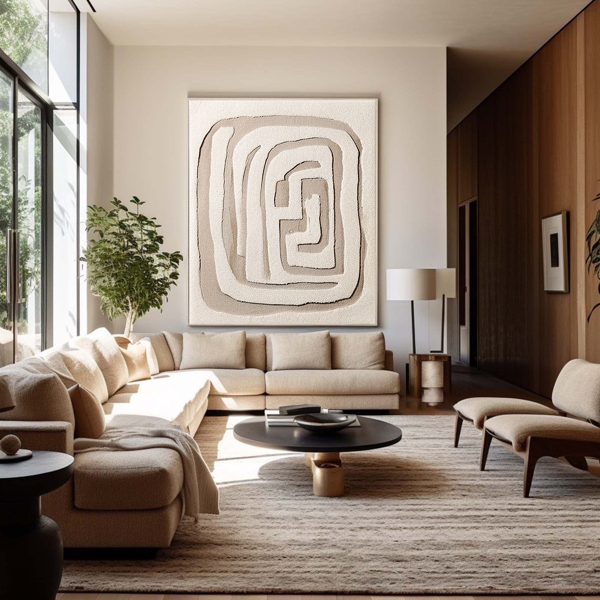 Beige & Brown Abstract Painting #CXA 015