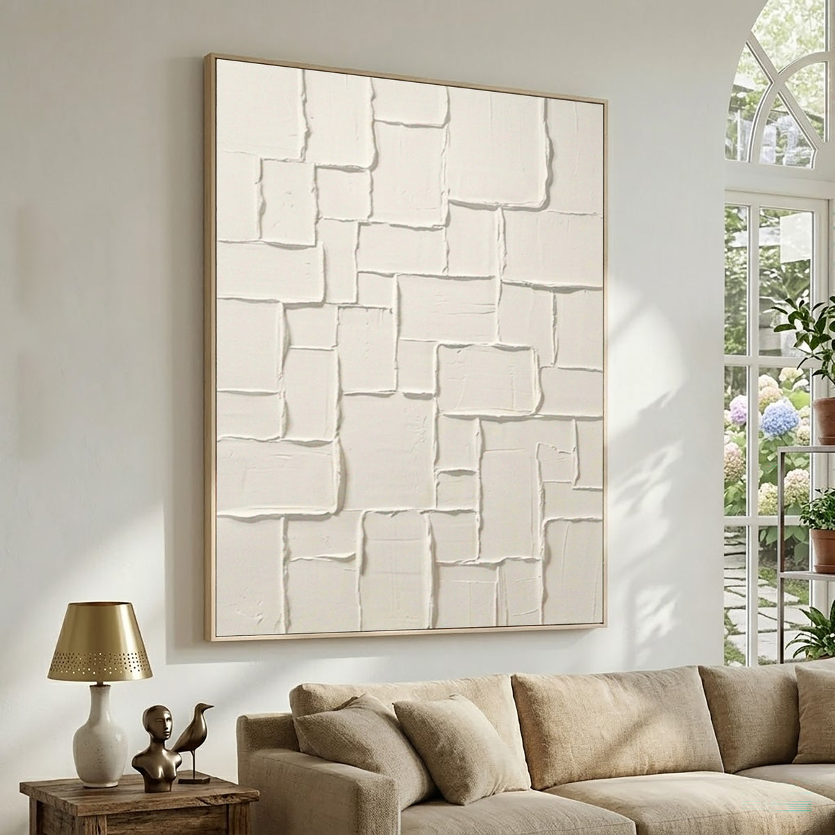 Endless White Layers Large Abstract Wall Art Textured White Relief Contemporary Artwork Luxury Home Decor