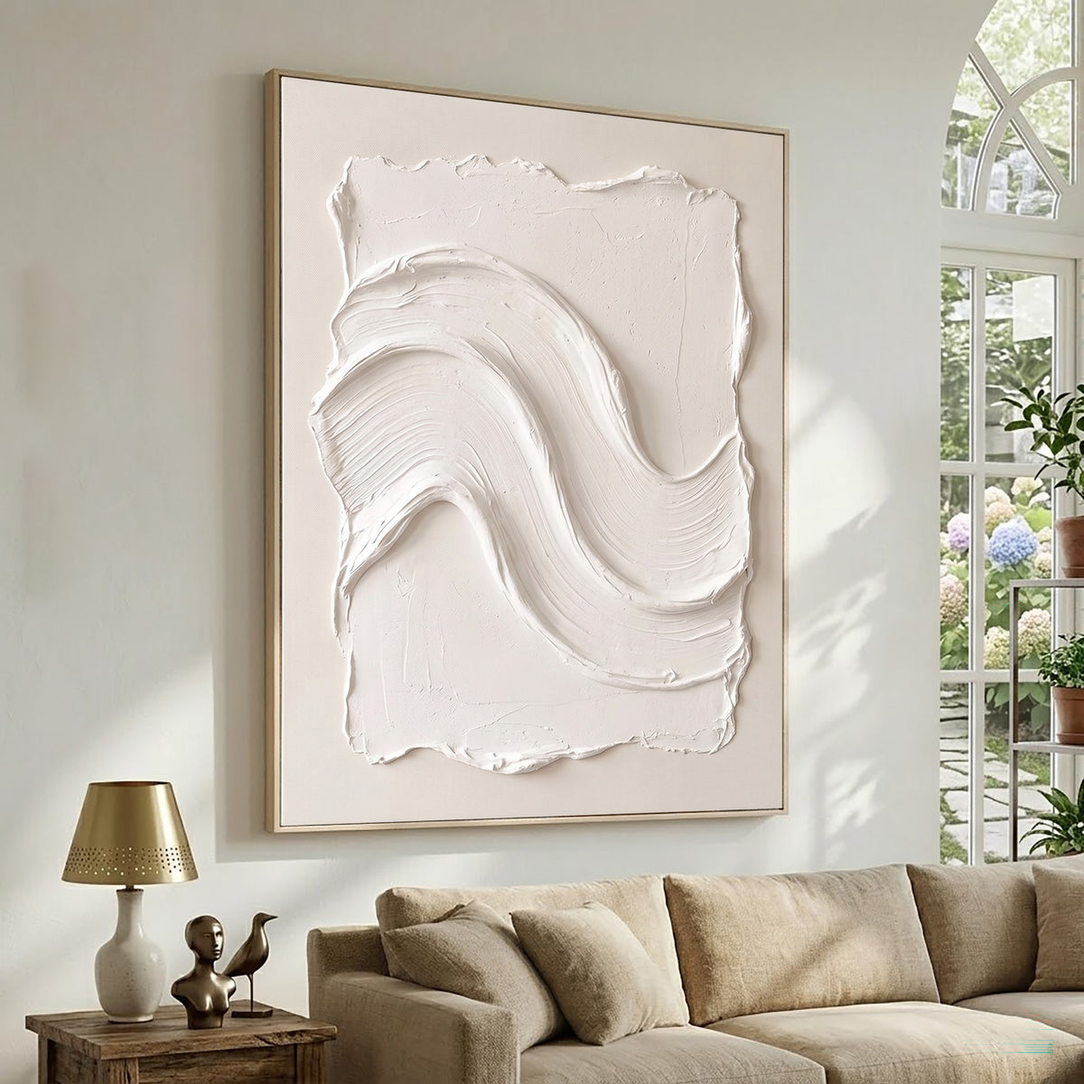 Large Organic Modern Textured Wall Art Abstract Oil Painting Sculptural Minimalist Artwork Neutral Luxury Home Decor