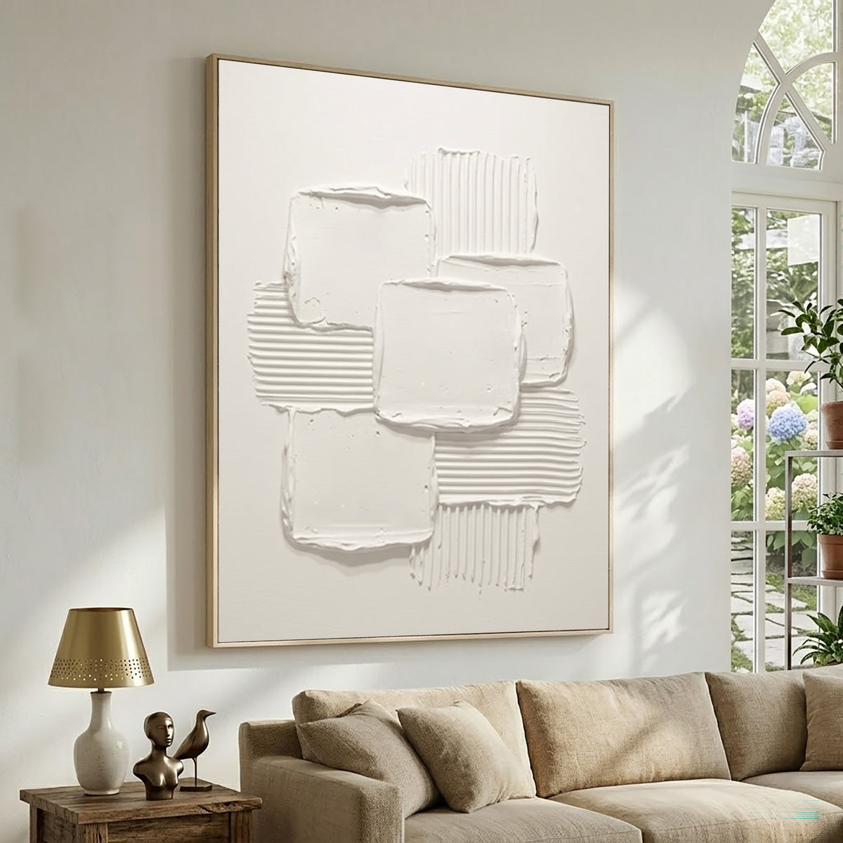 Balance Of Forms And Texture Large White Abstract Wall Art Textured Relief Contemporary Minimalist Artwork