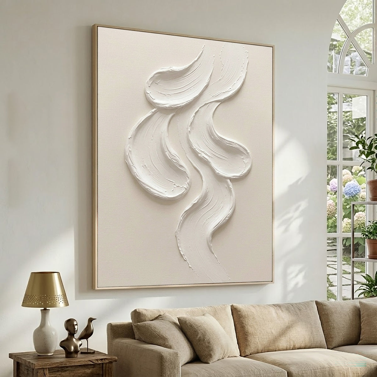 Large Modern Coastal Ocean Wall Art Textured Wave Oil Painting Seascape Cowboy Cowgirl Inspired Vintage Americana Artwork Contemporary Home Decor
