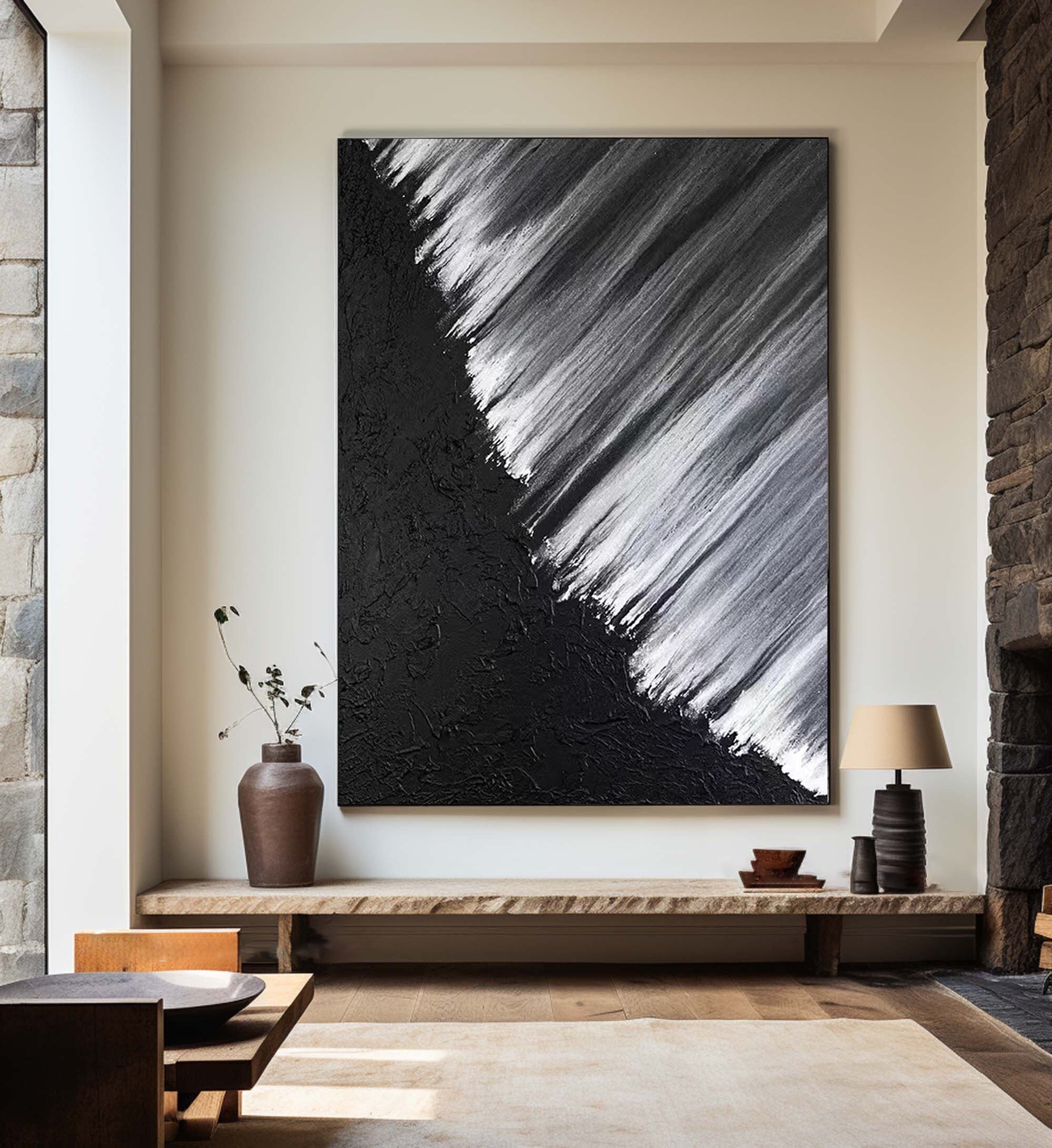 Black & White Abstract Painting #CXA 026