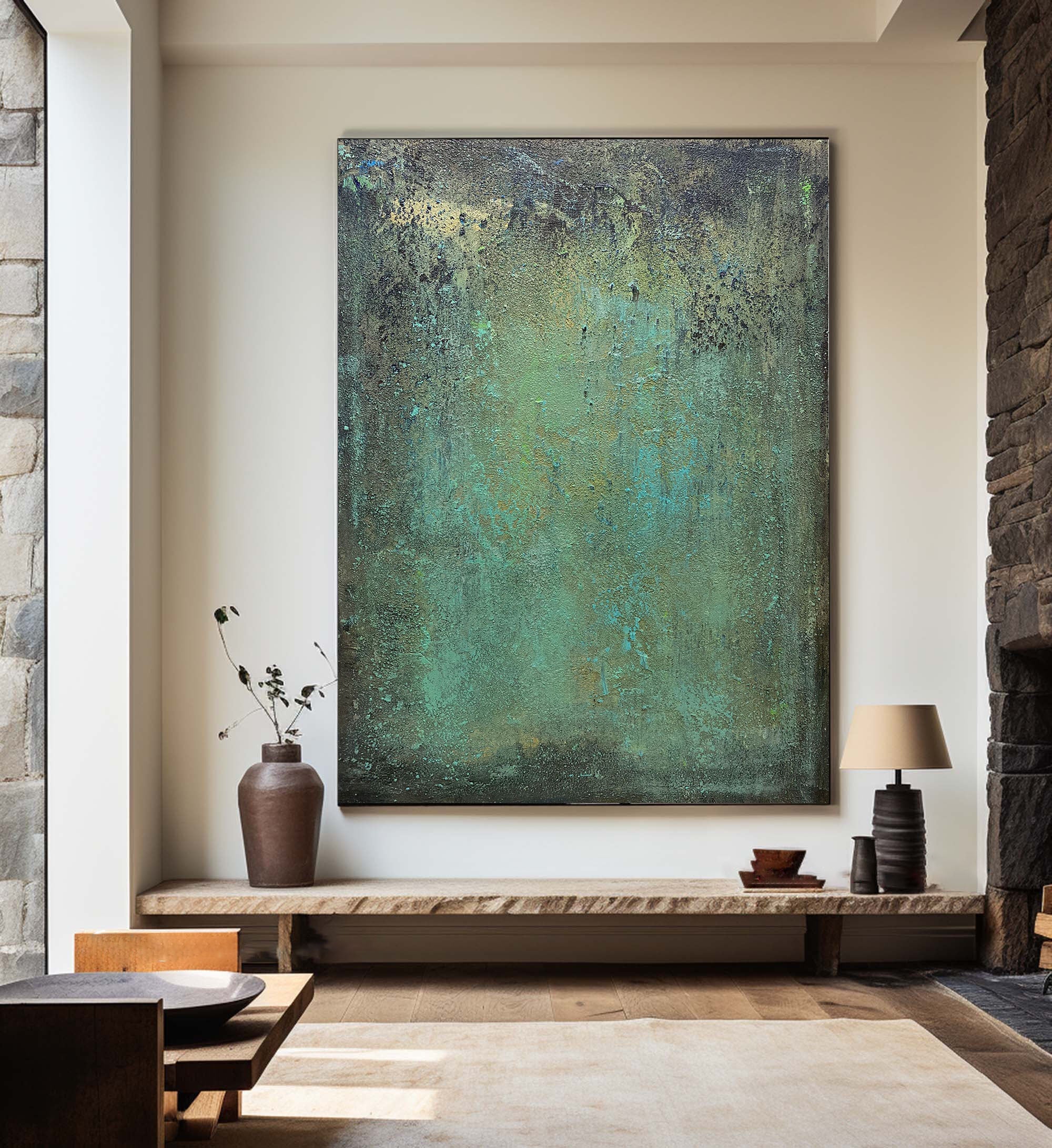 Blue & Green Abstract Painting #LL 014