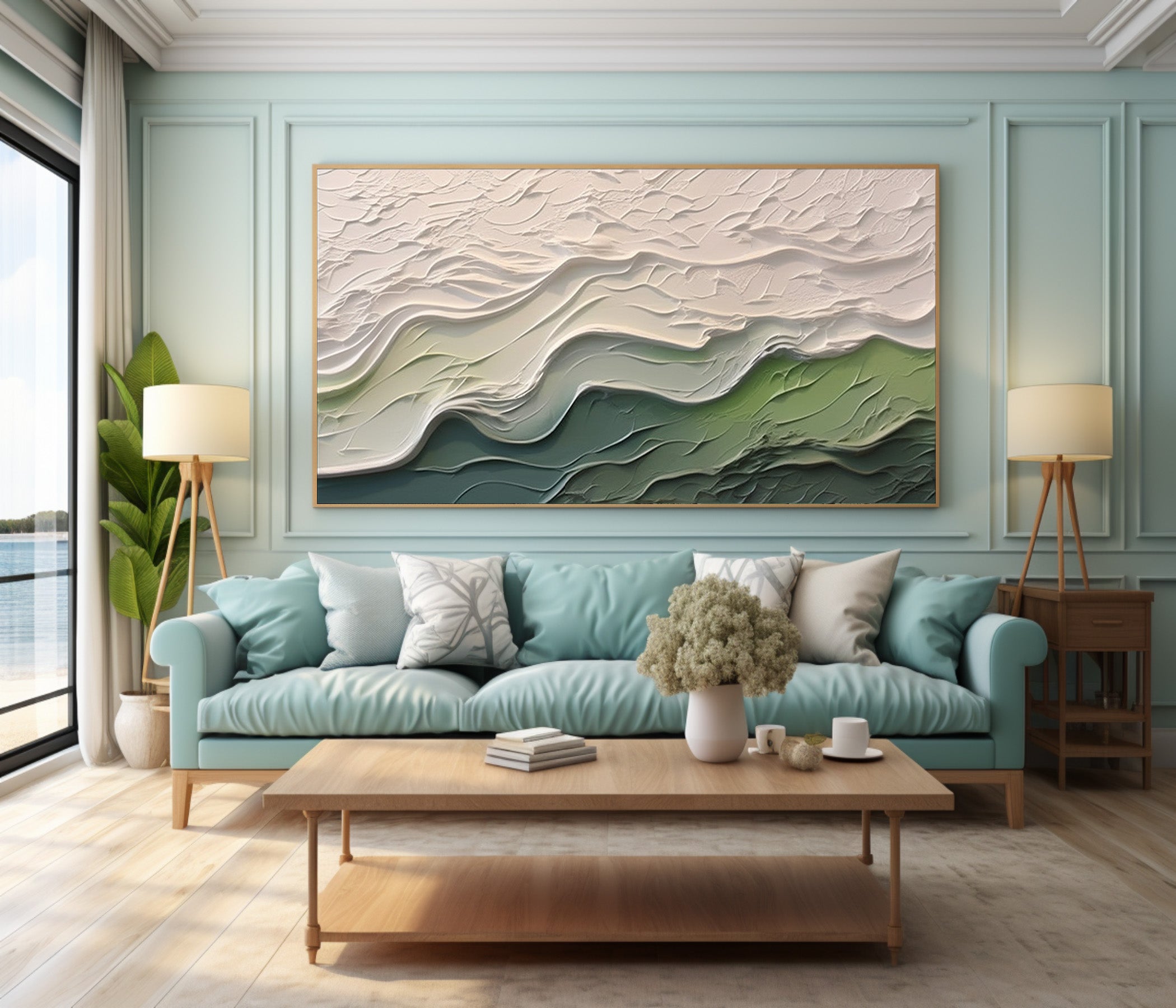 Textured Ocean Art Hand Painted Wave Painting #WG 092