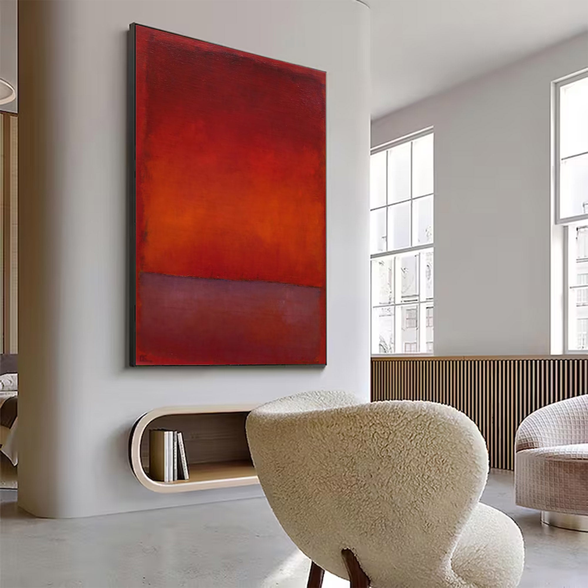 Red Tones Abstract Color Field Painting Modern Wall Art