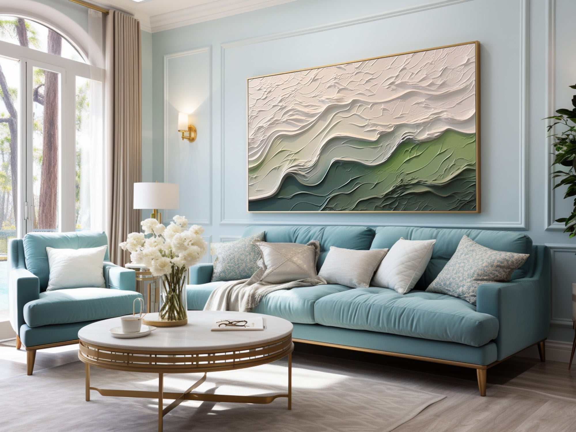 Textured Ocean Art Hand Painted Wave Painting #WG 092
