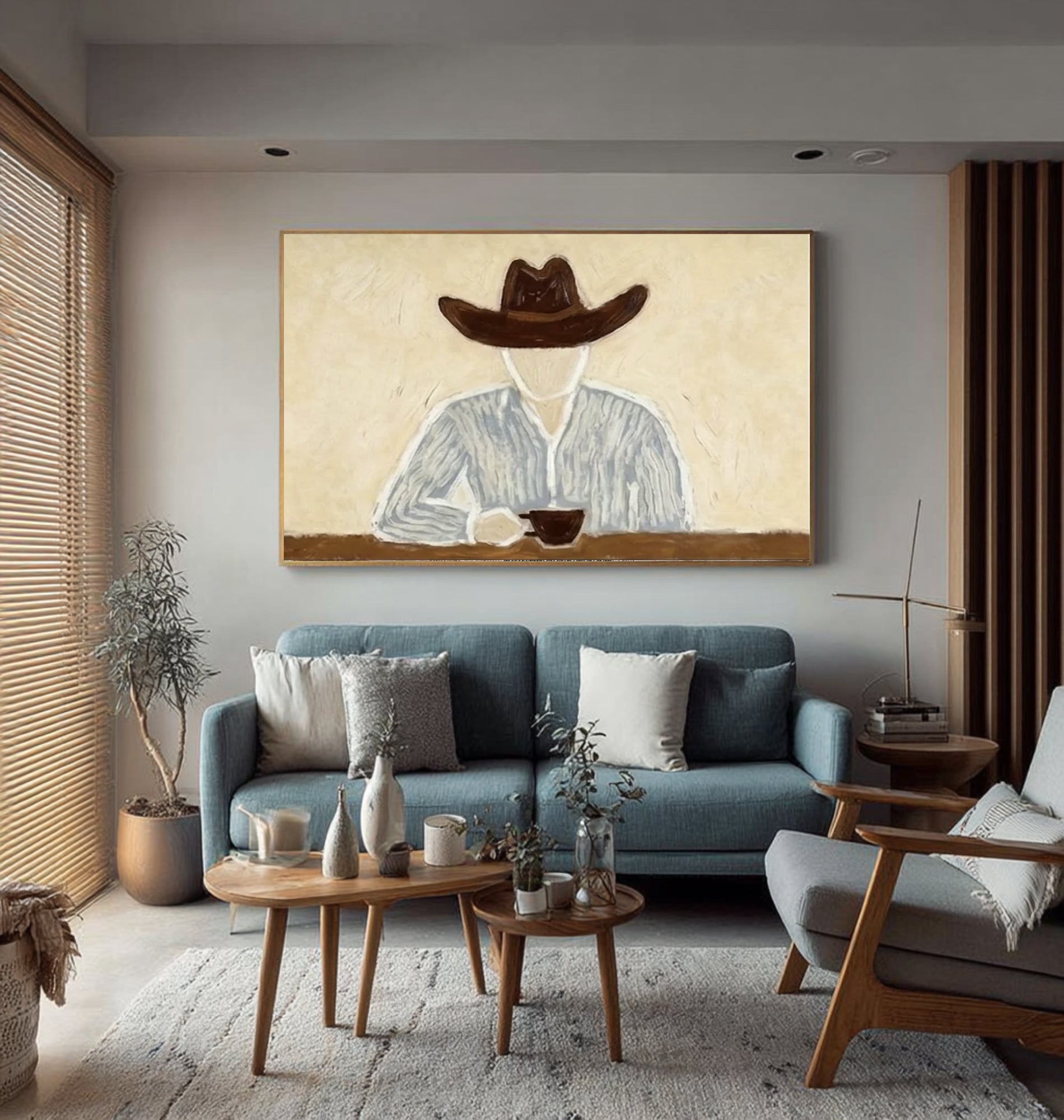 Large Cowboy Portrait Painting Modern Western Wall Art | ArtvistaGallery