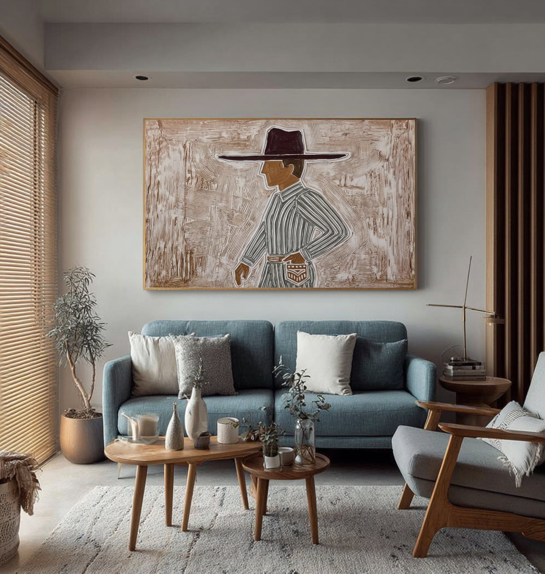 Large Fashion Figure Painting Contemporary Neutral Wall Art | ArtvistaGallery