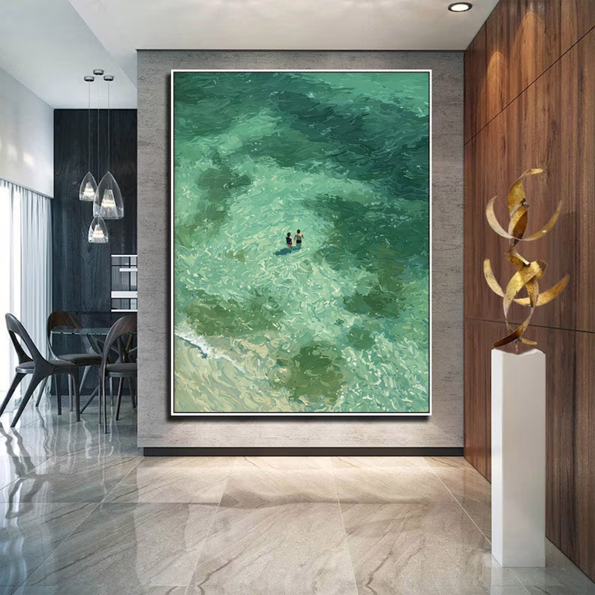 Large Abstract Ocean Aerial Art | ArtvistaGallery  #WGA 015
