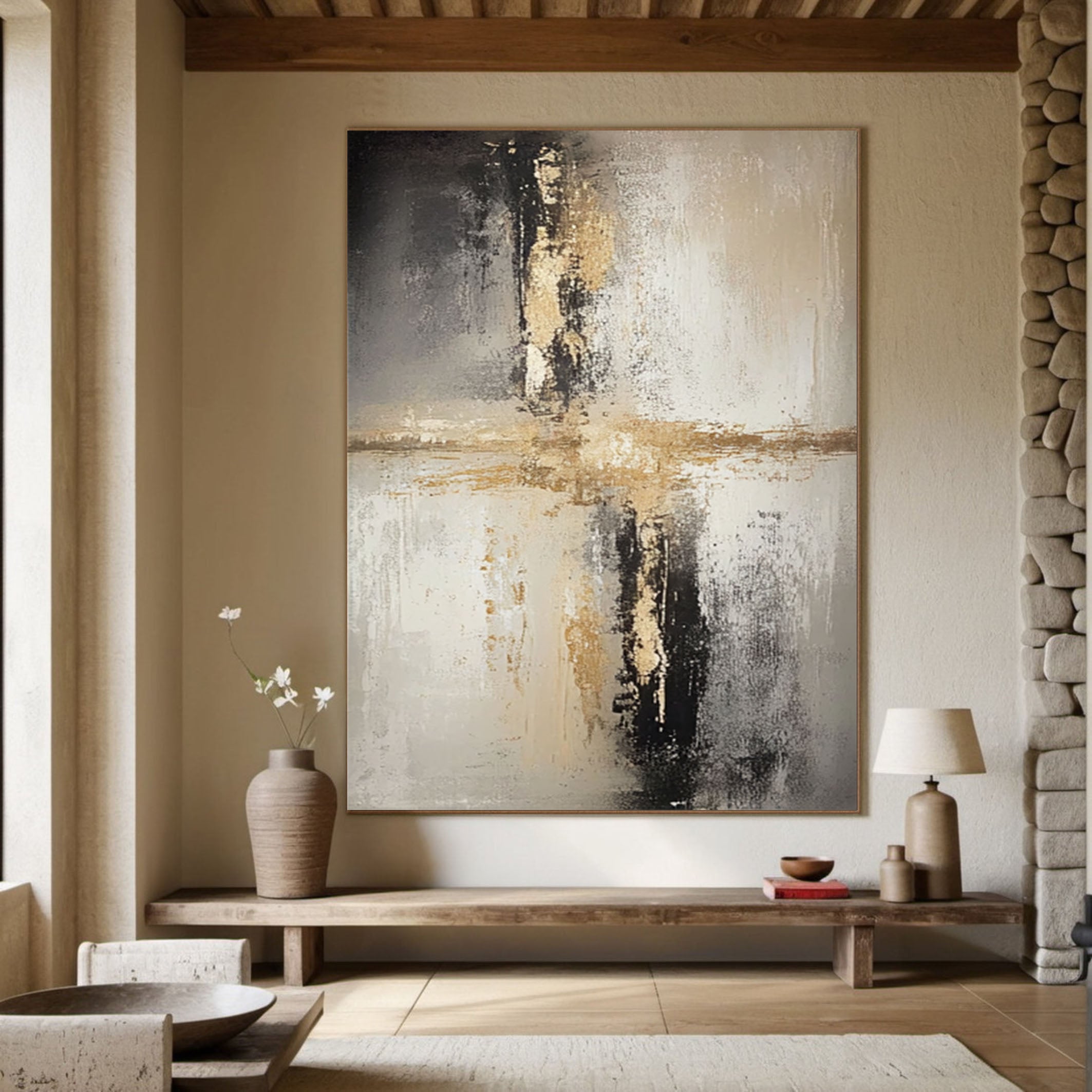 Textured Abstract with Subtle Gold Accents for Modern Home #BGA 208