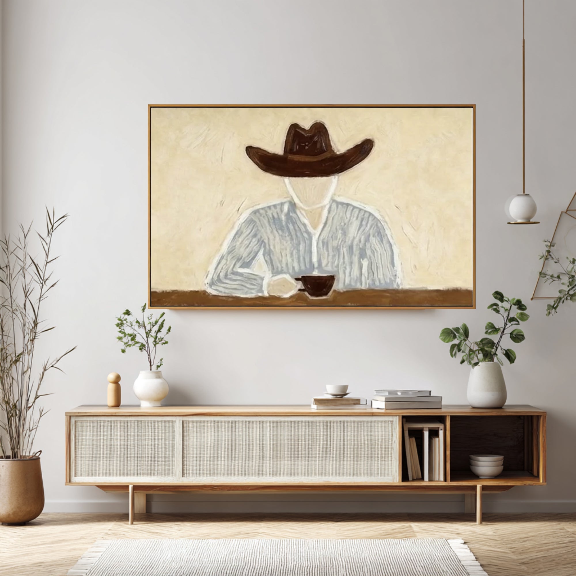 Large Cowboy Portrait Painting Modern Western Wall Art | ArtvistaGallery
