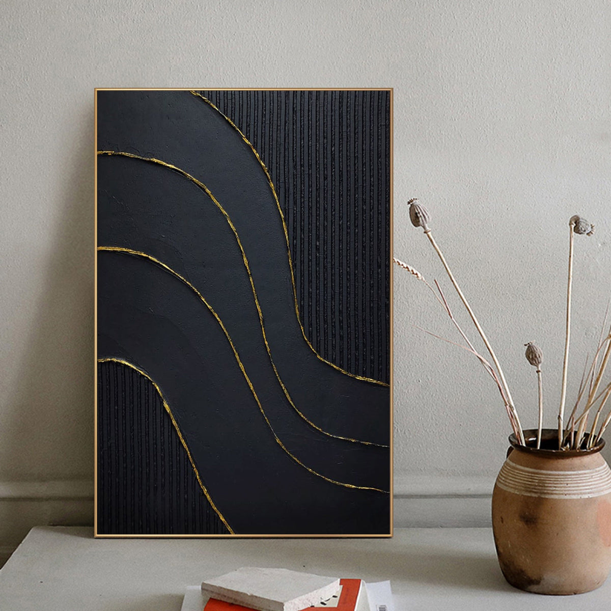 Photo inspiration: Picture Idea: Modern 3D Black Texture Minimalist Wall Art For Living Room