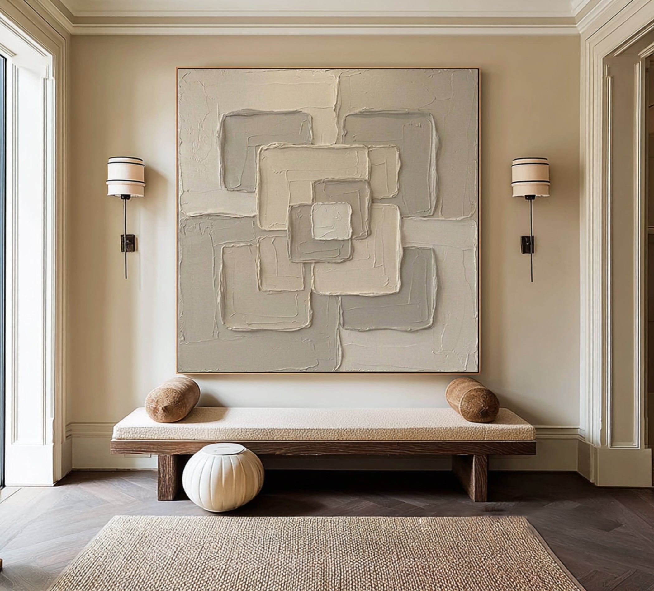 Large Interwoven Forms Wall Art Neutral Textured Relief Painting 