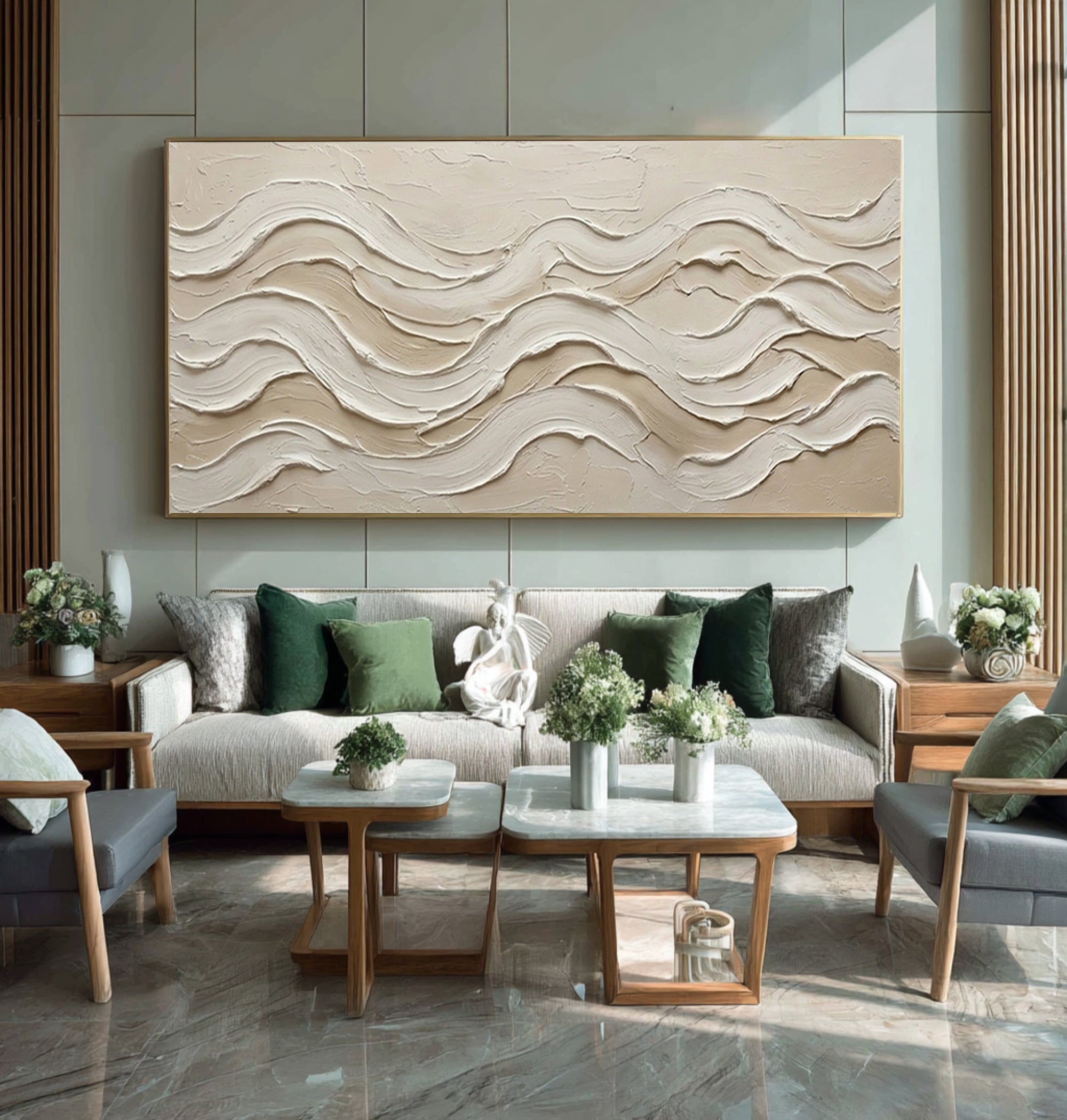 Large Textured Abstract Wall Art Neutral Geometric Canvas Painting | ArtvistaGallery 