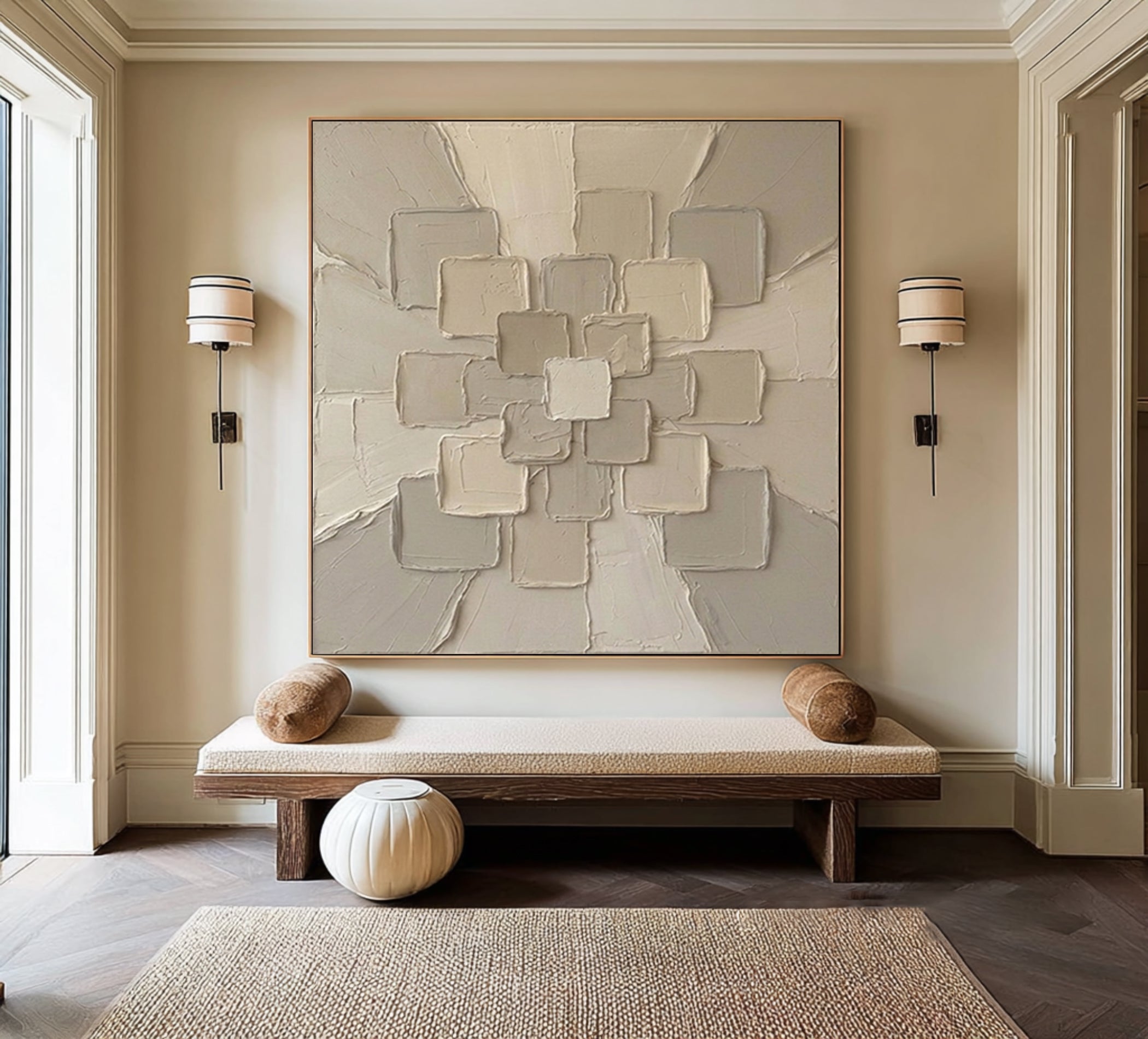 Large Radiant Formation Wall Art Neutral Textured Relief Painting