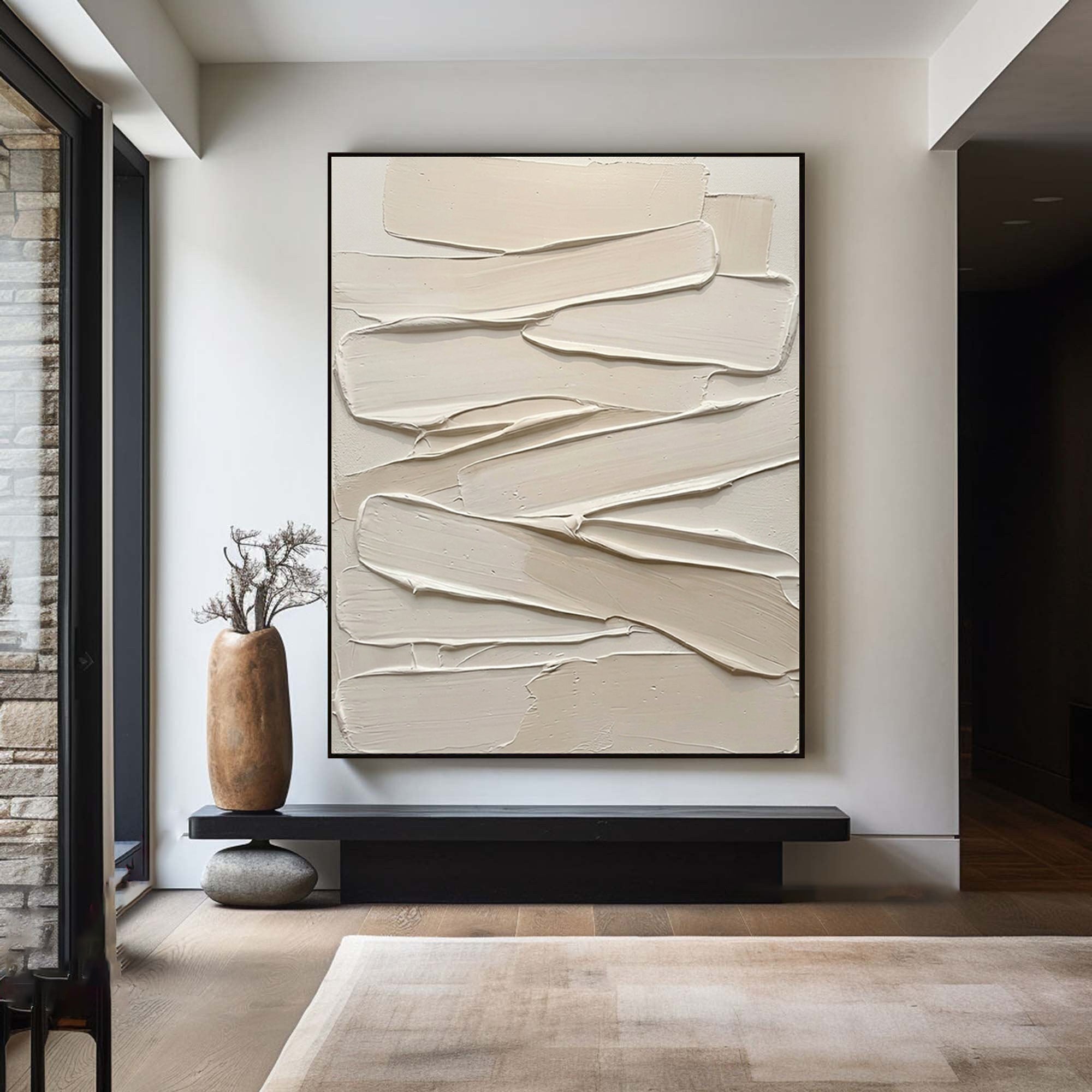Large Earth Tone Textured Wall Art Handmade Neutral Canvas Painting