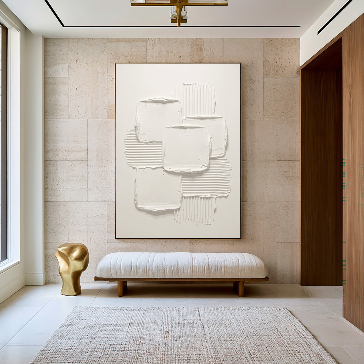 Balance Of Forms And Texture Large White Abstract Wall Art Textured Relief Contemporary Minimalist Artwork