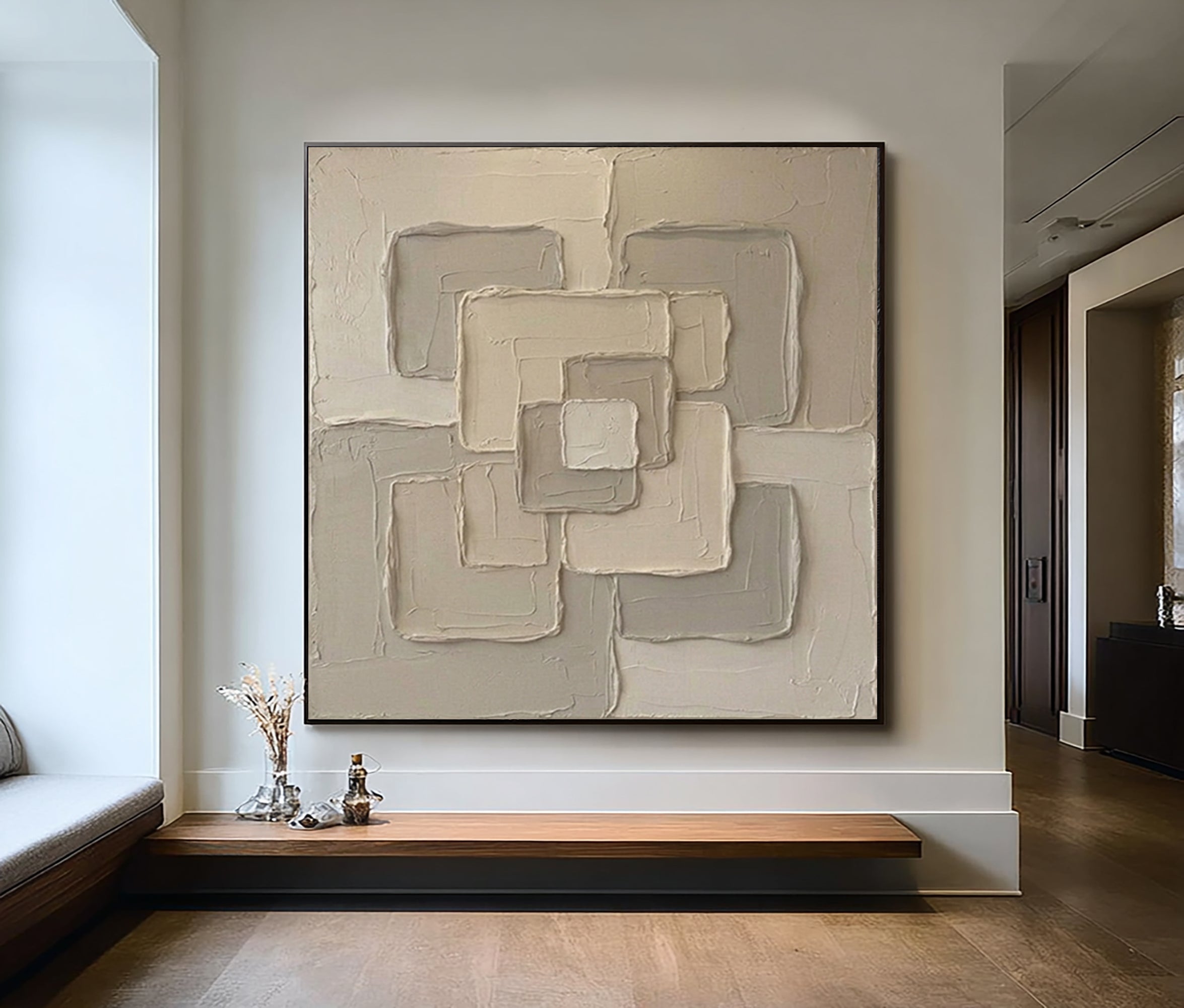 Large Interwoven Forms Wall Art Neutral Textured Relief Painting 