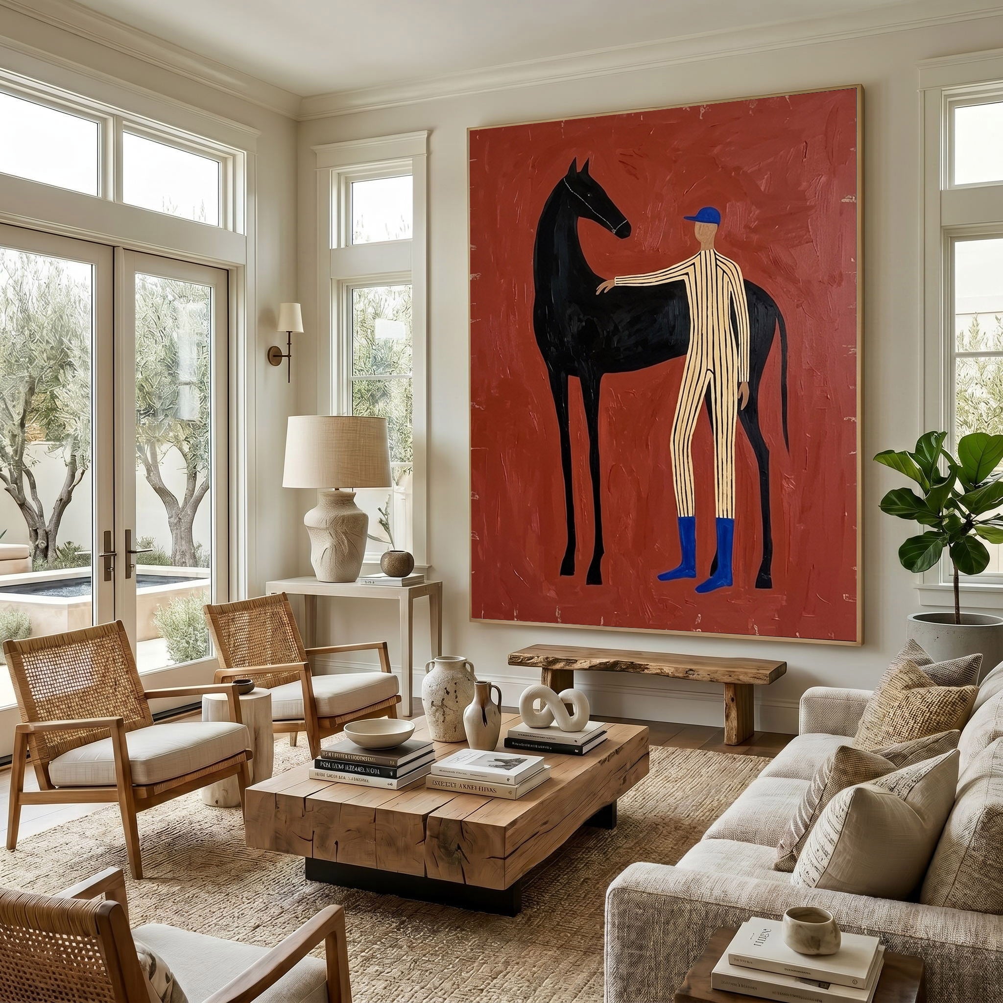 Large Cowboy Horse Wall Art Contemporary Western Figurative Painting