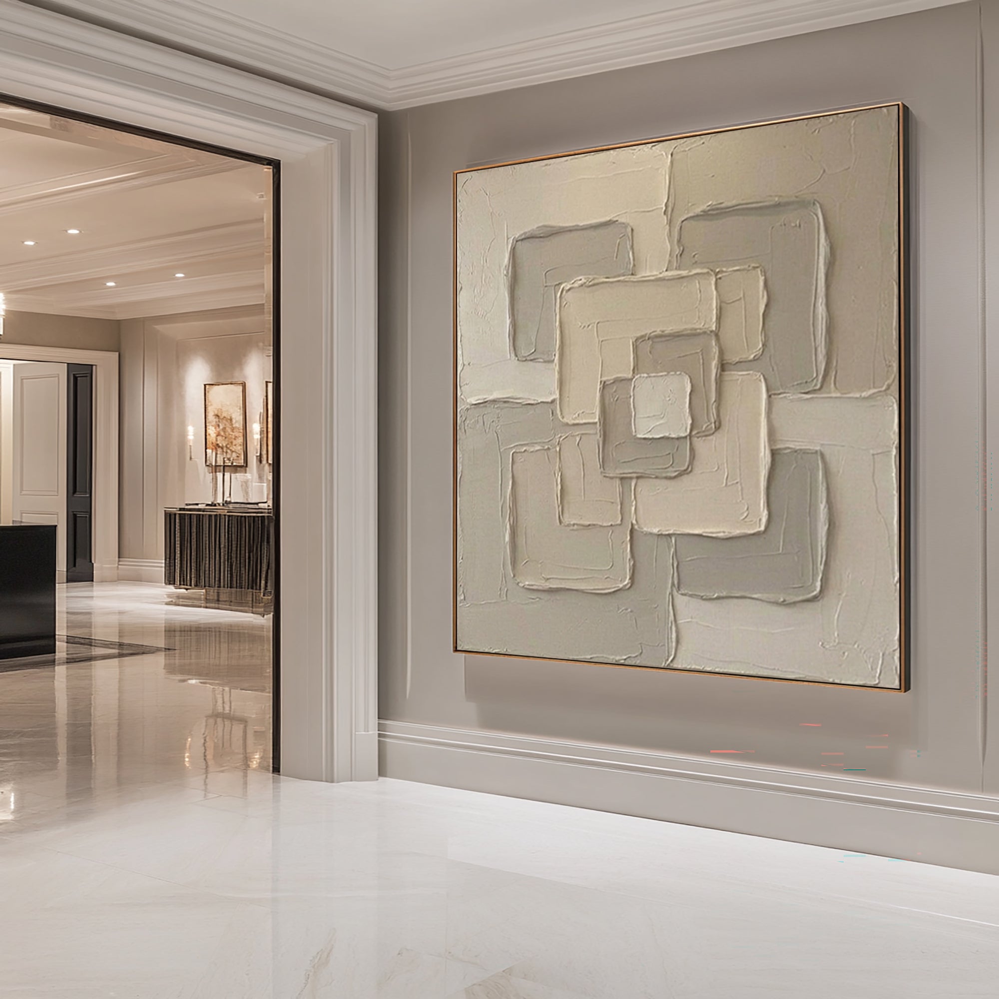 Large Interwoven Forms Wall Art Neutral Textured Relief Painting 