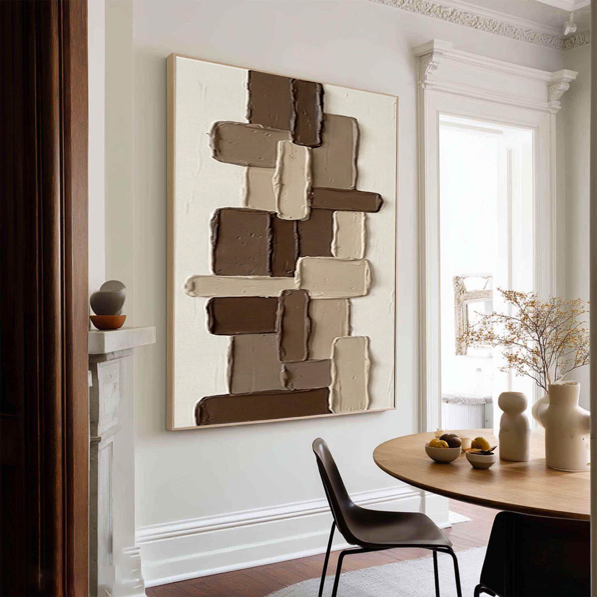 Large Architectural Brown Texture Wall Art Handmade Canvas Painting