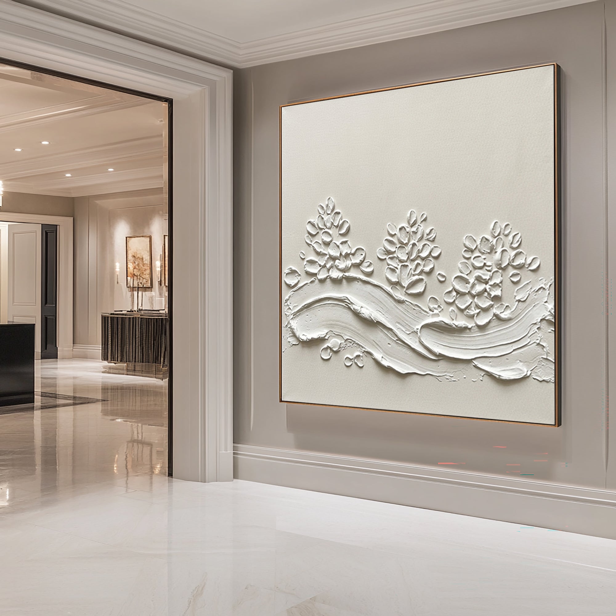 Large Layered Limestone Relief Wall Art Neutral Contemporary Texture Painting 